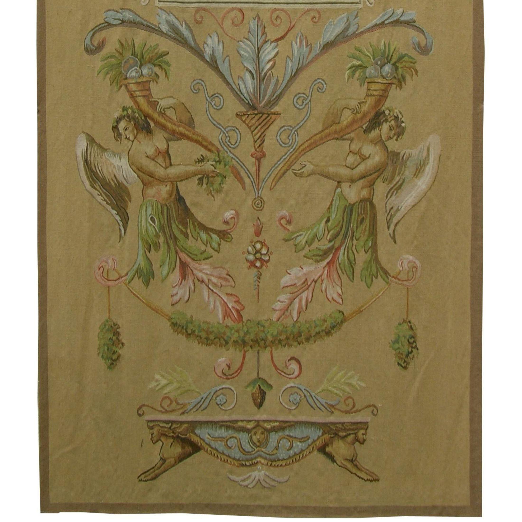 Unknown Vintage Flying Angel Design Tapestry 3' X 8'2