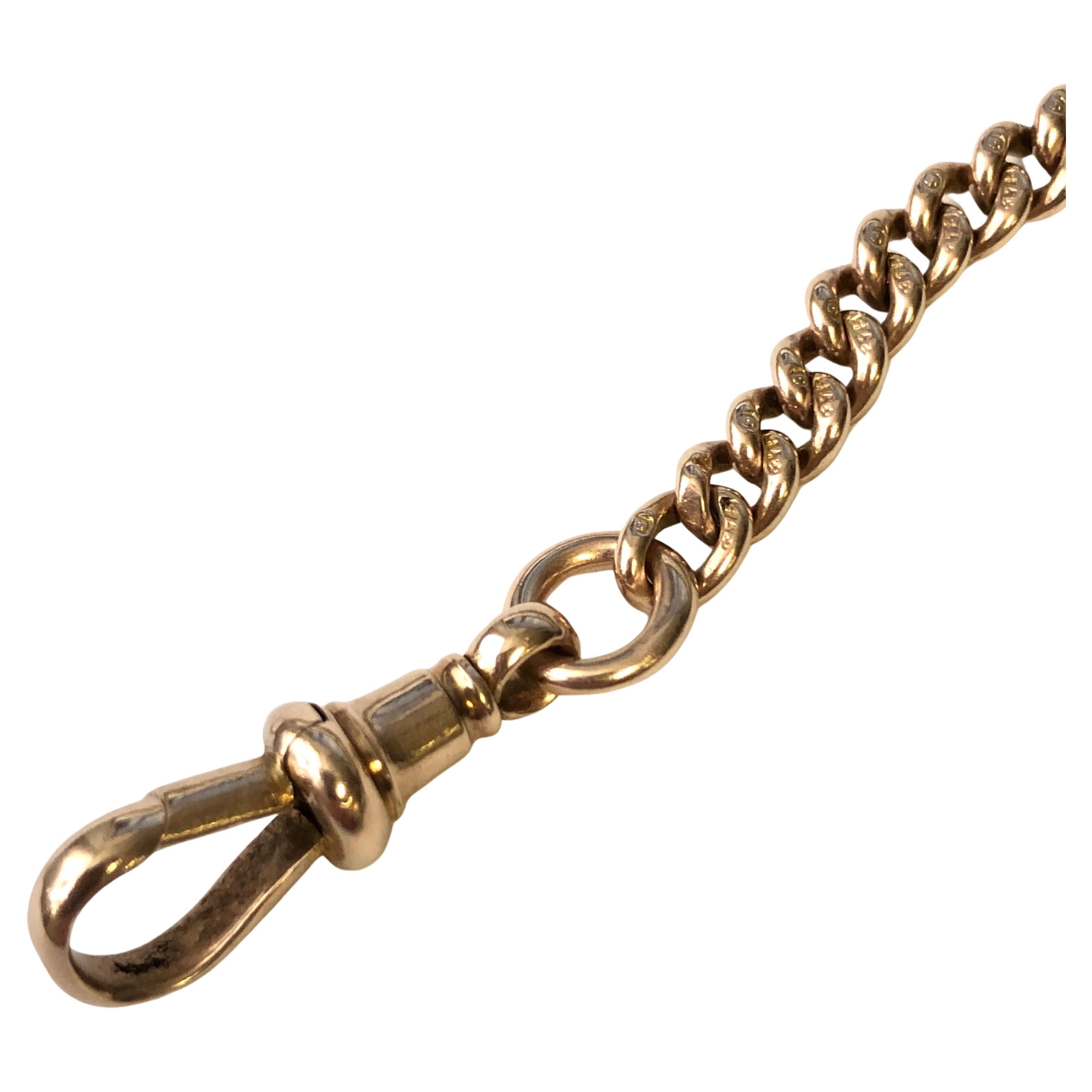 Hand made solid Rose gold vintage fob chain, each link marked 9 carat.
Total length of the chain is 36 cm (14,7 inches).
Fitted with two swivel clips
Weight of the chain is 40.29 grams
Fob chains where originally used for securing a pocket-watch,