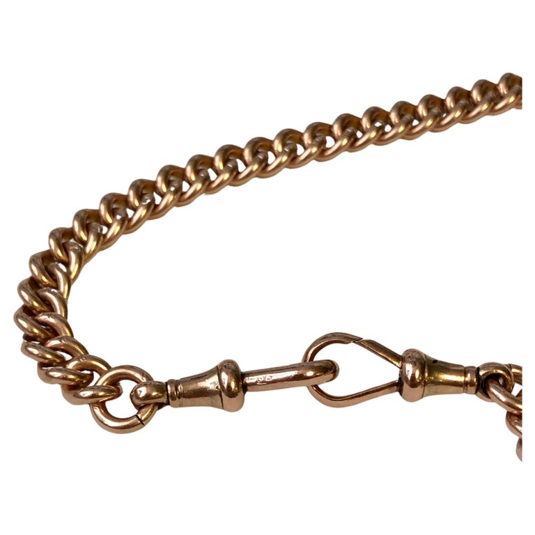Vintage Fob Chain Hand Made in Solid Rose Gold For Sale at 1stDibs