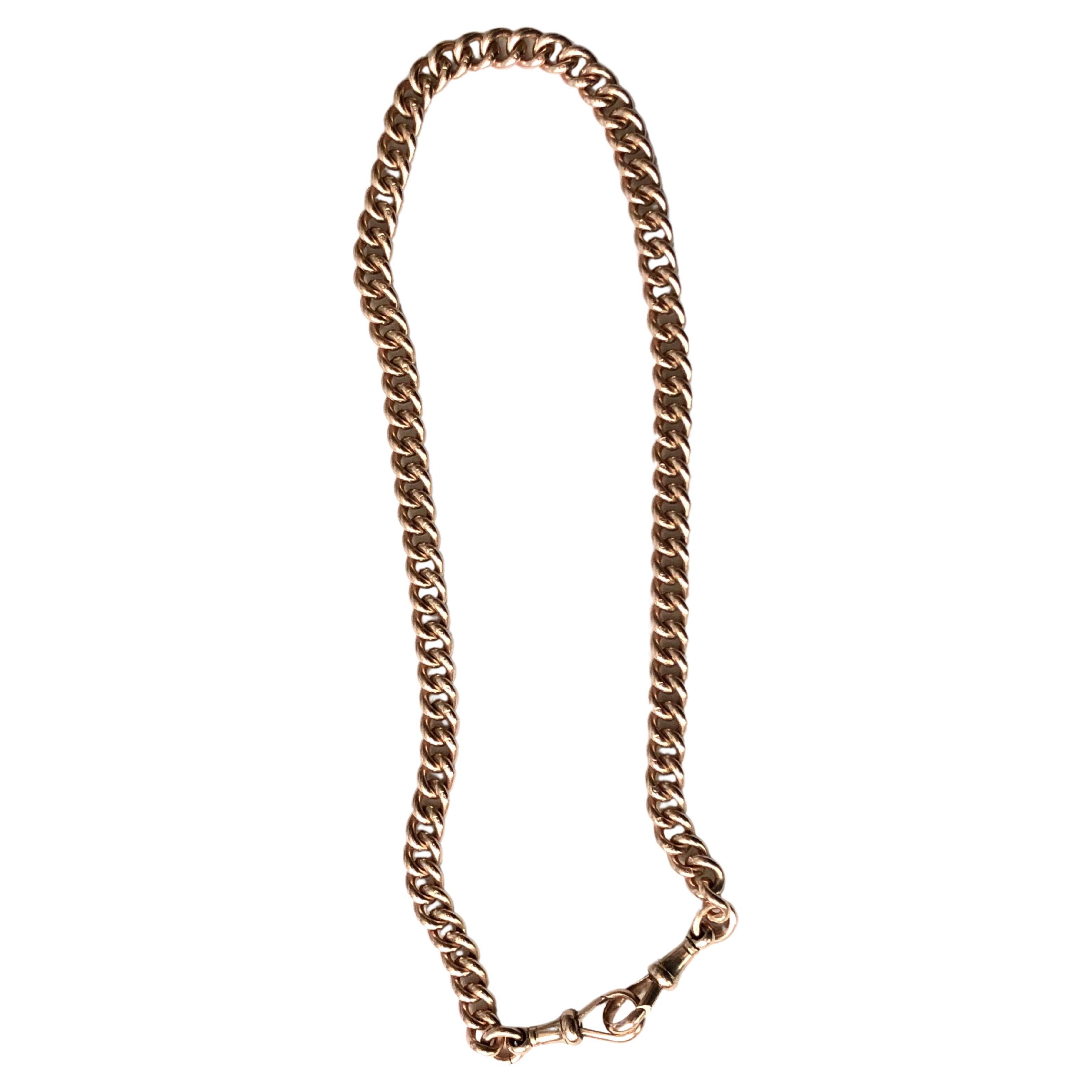 Vintage Fob Chain Hand Made in Solid Rose Gold For Sale