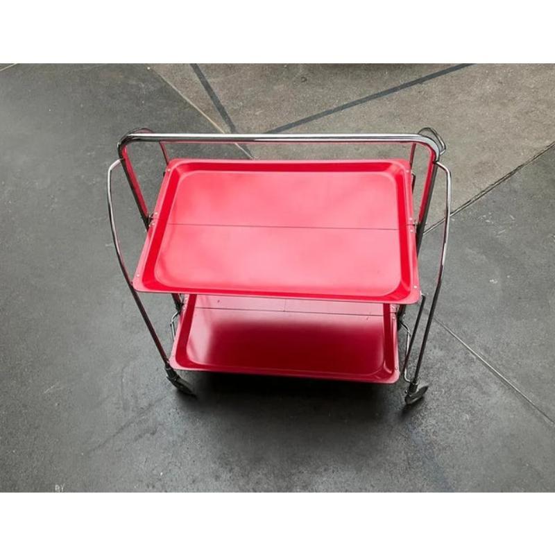 Metal Vintage Foldable Service Cart, Housebar or Side Table, 1970s For Sale