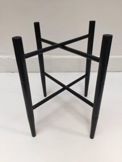 Vintage Folding Black Wooden Tray Table Stand