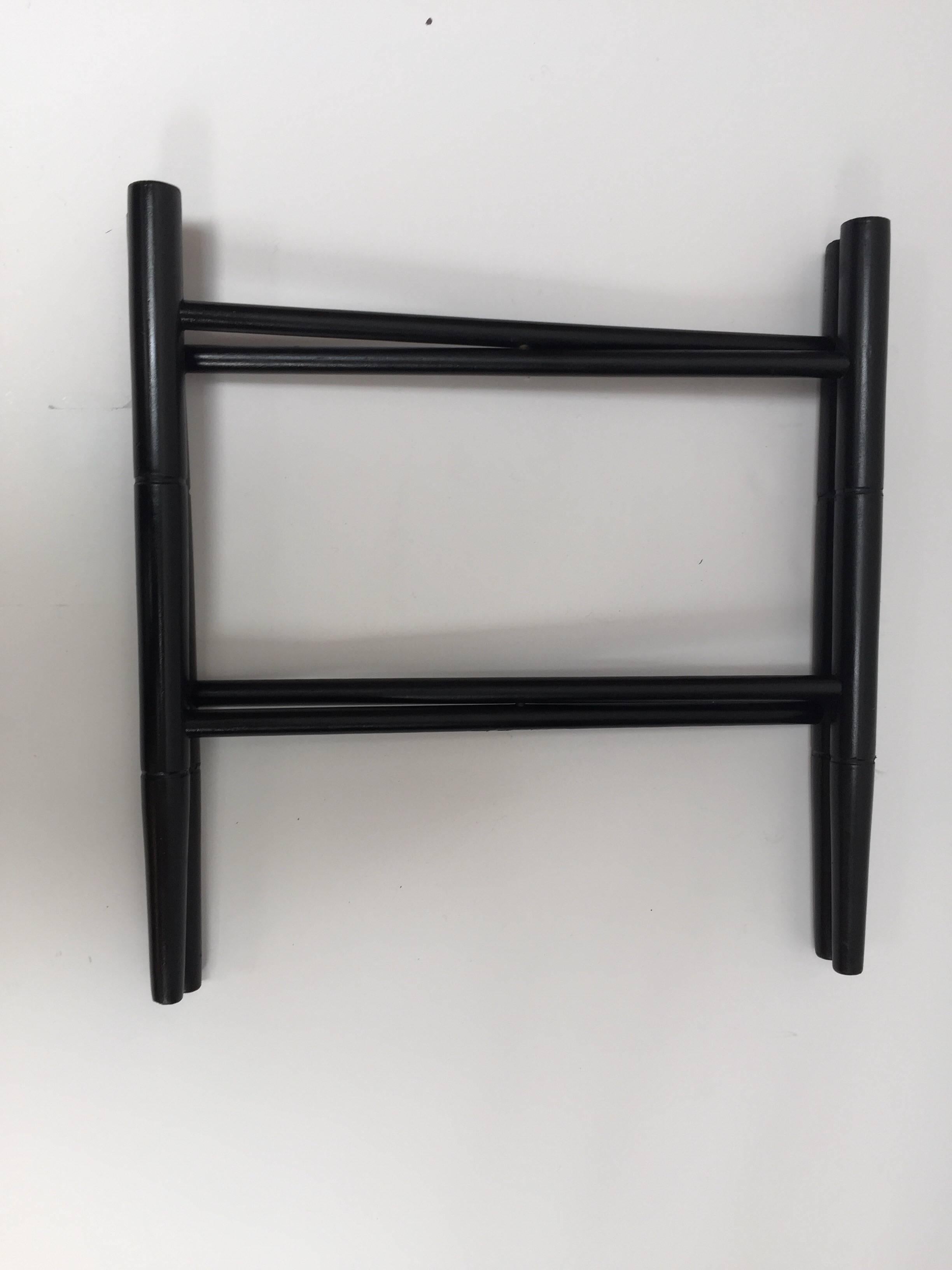 Moroccan Vintage Folding Black Wooden Tray Table Stand For Sale