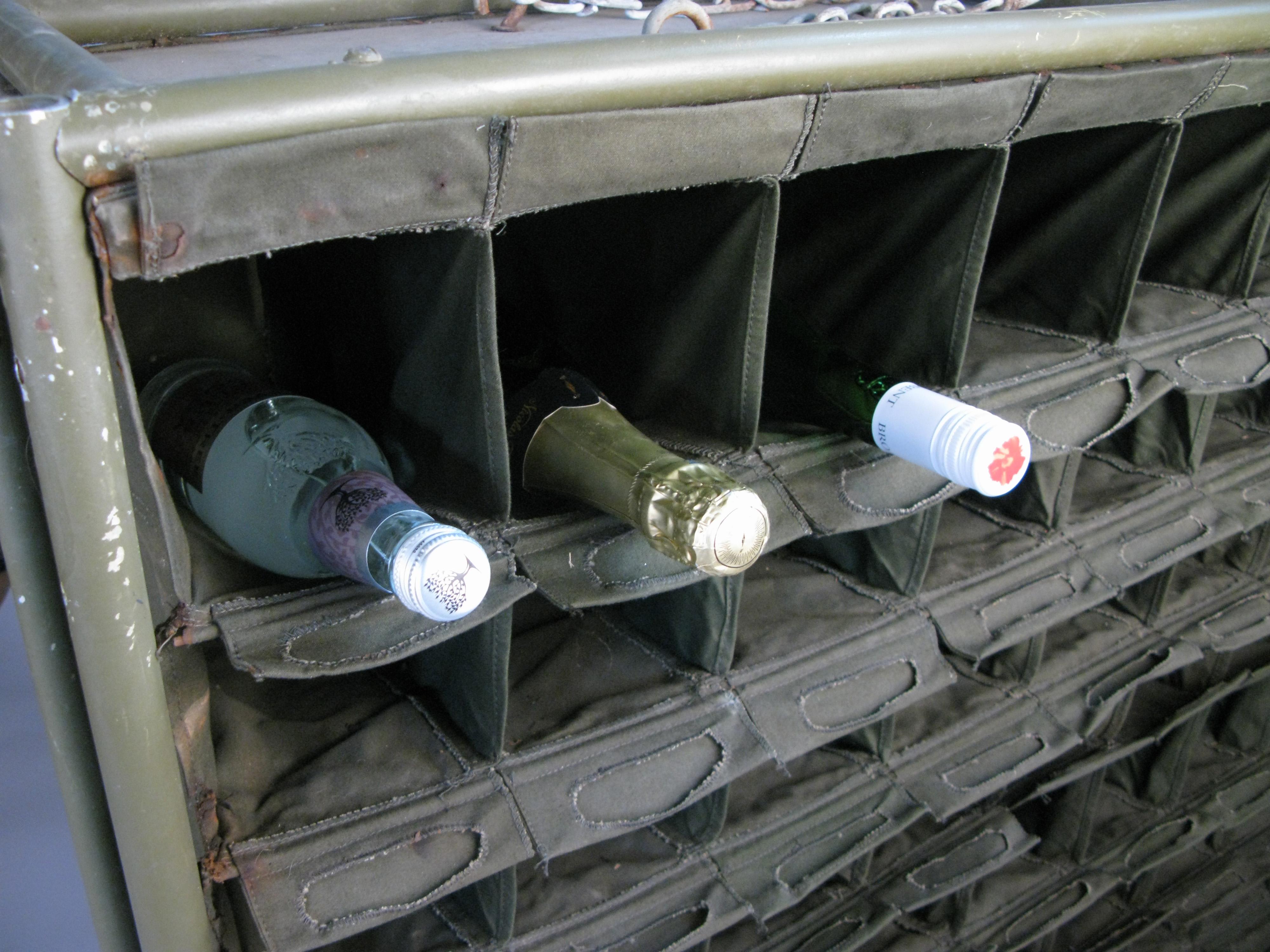 Vintage Folding Canvas Army Mail Sorter Wine Rack 1
