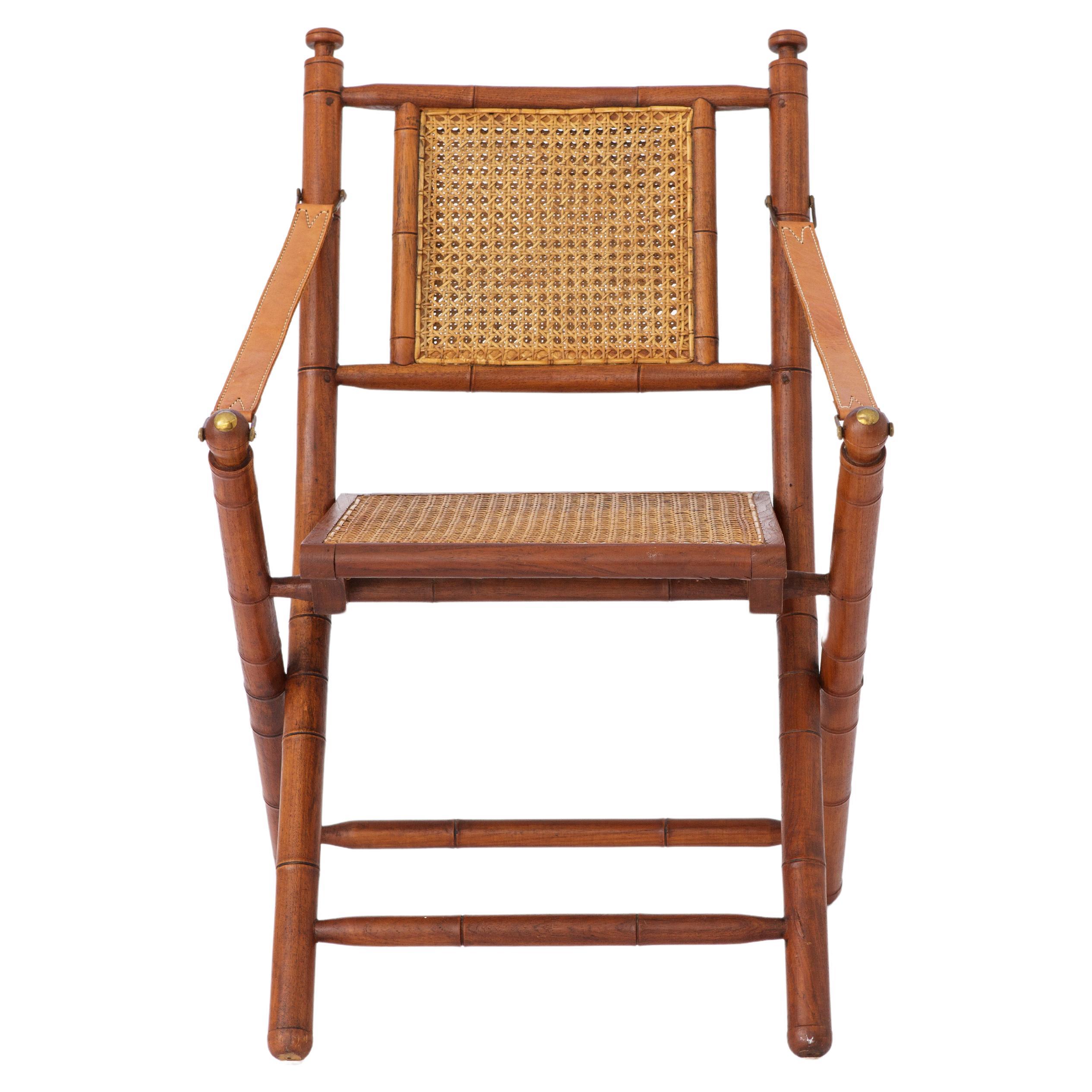 Vintage Folding Chair 1960s Spain Viennese Weaving For Sale