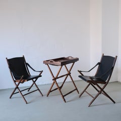 Vintage Folding Chair and Tray Table Set, Campaign Style