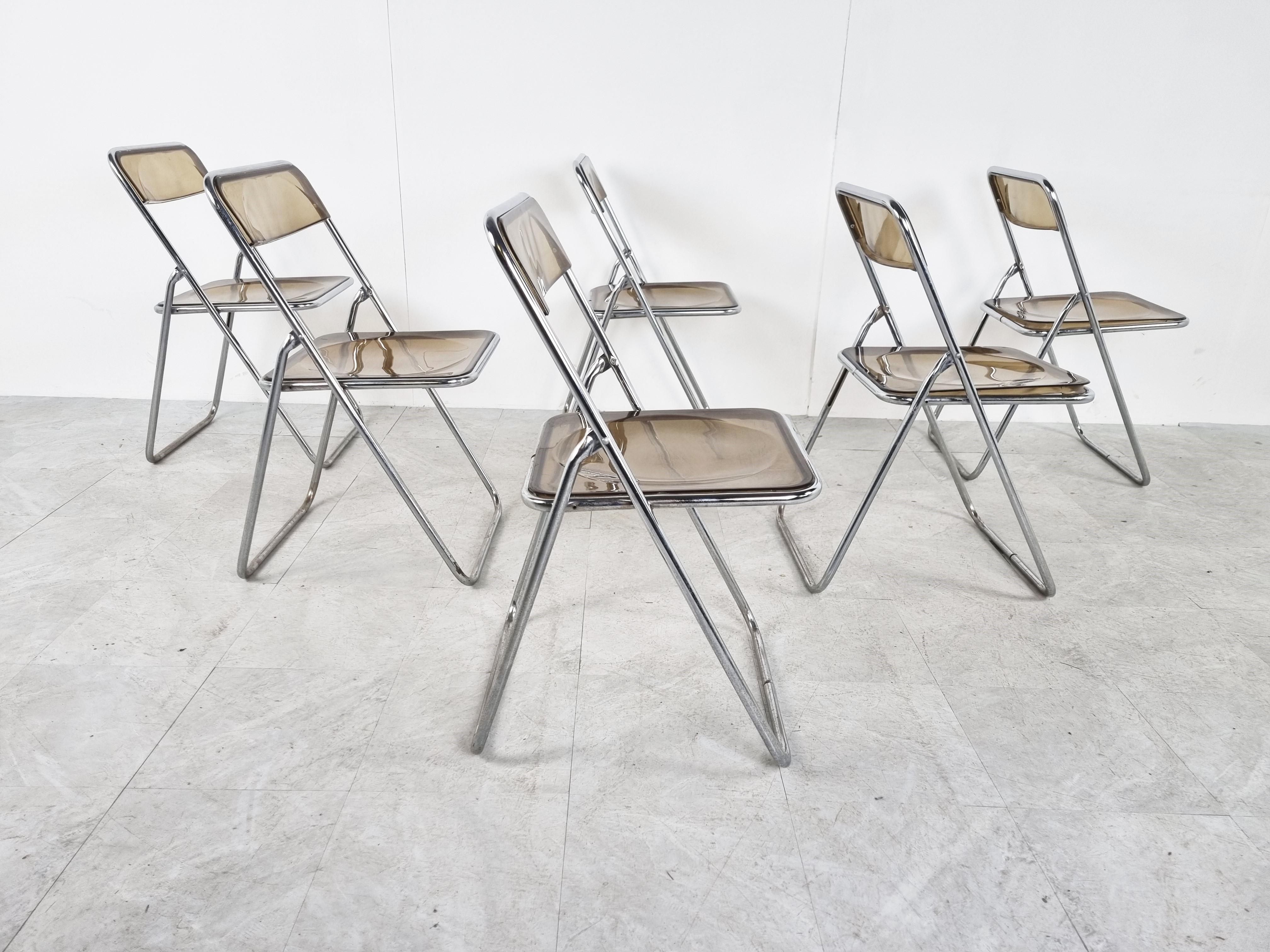 Chrome Vintage Folding Chairs in the Style of Castelli, 1970s, Set of 6