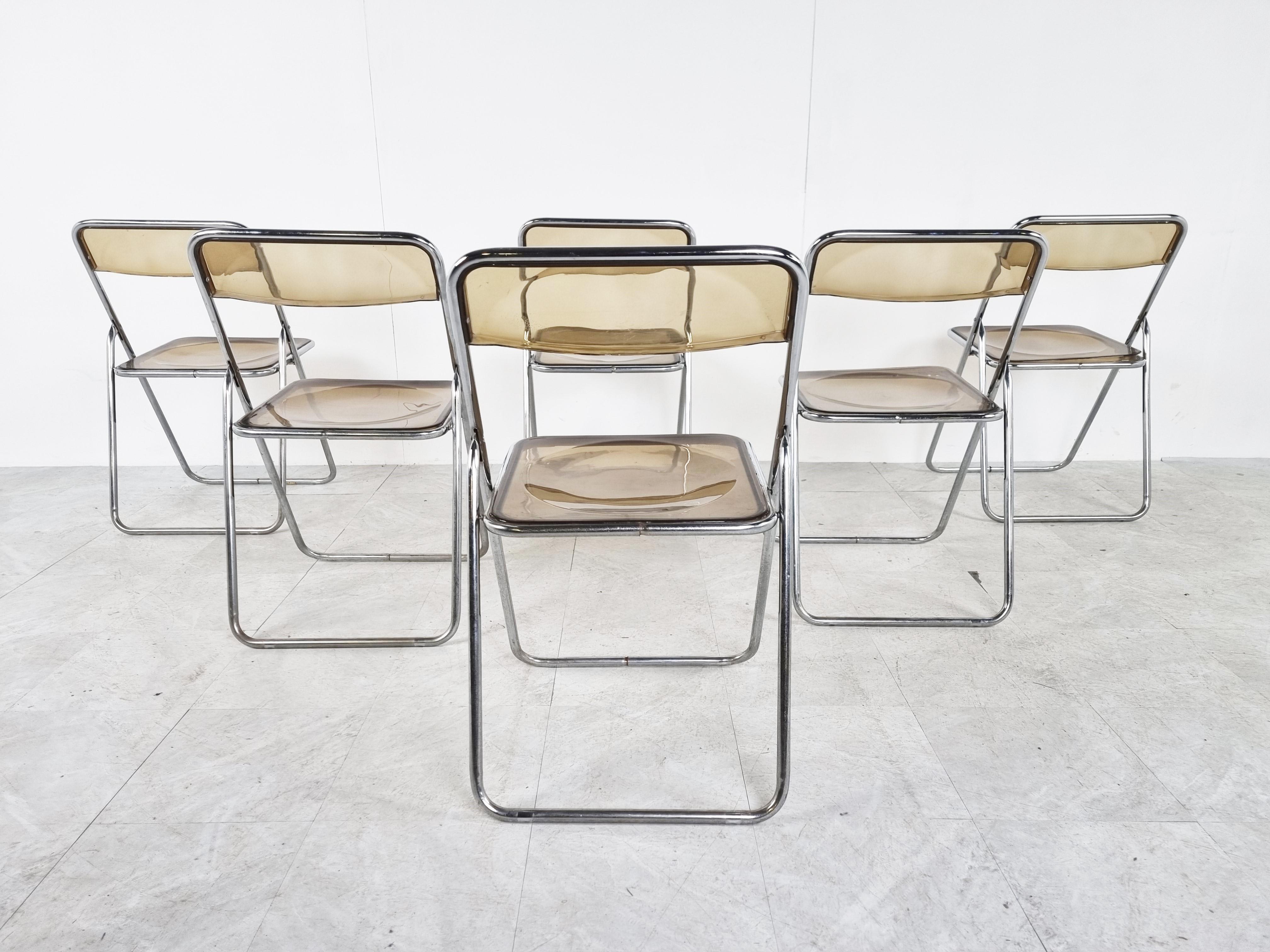 Vintage Folding Chairs in the Style of Castelli, 1970s, Set of 6 1