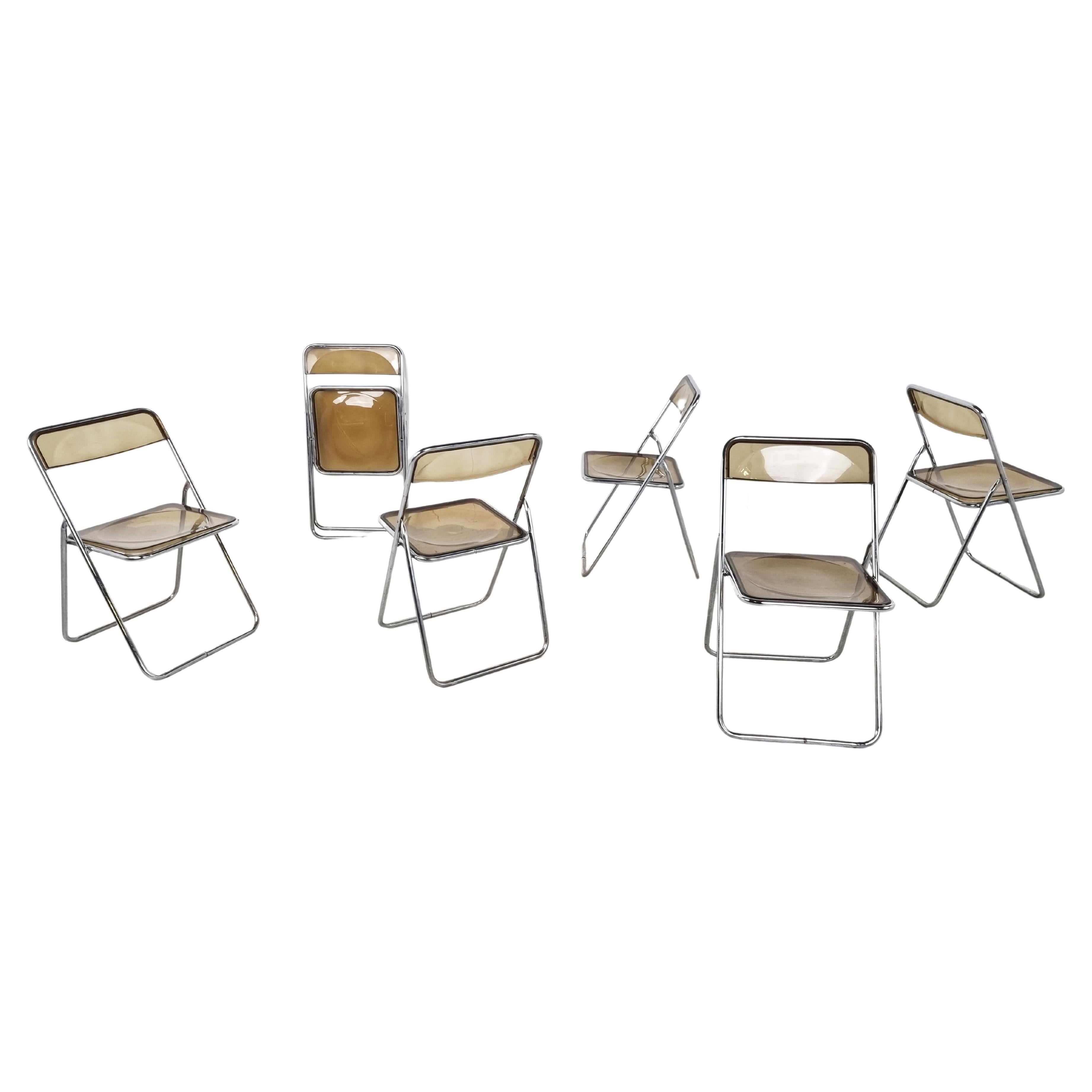 Vintage Folding Chairs in the Style of Castelli, 1970s, Set of 6