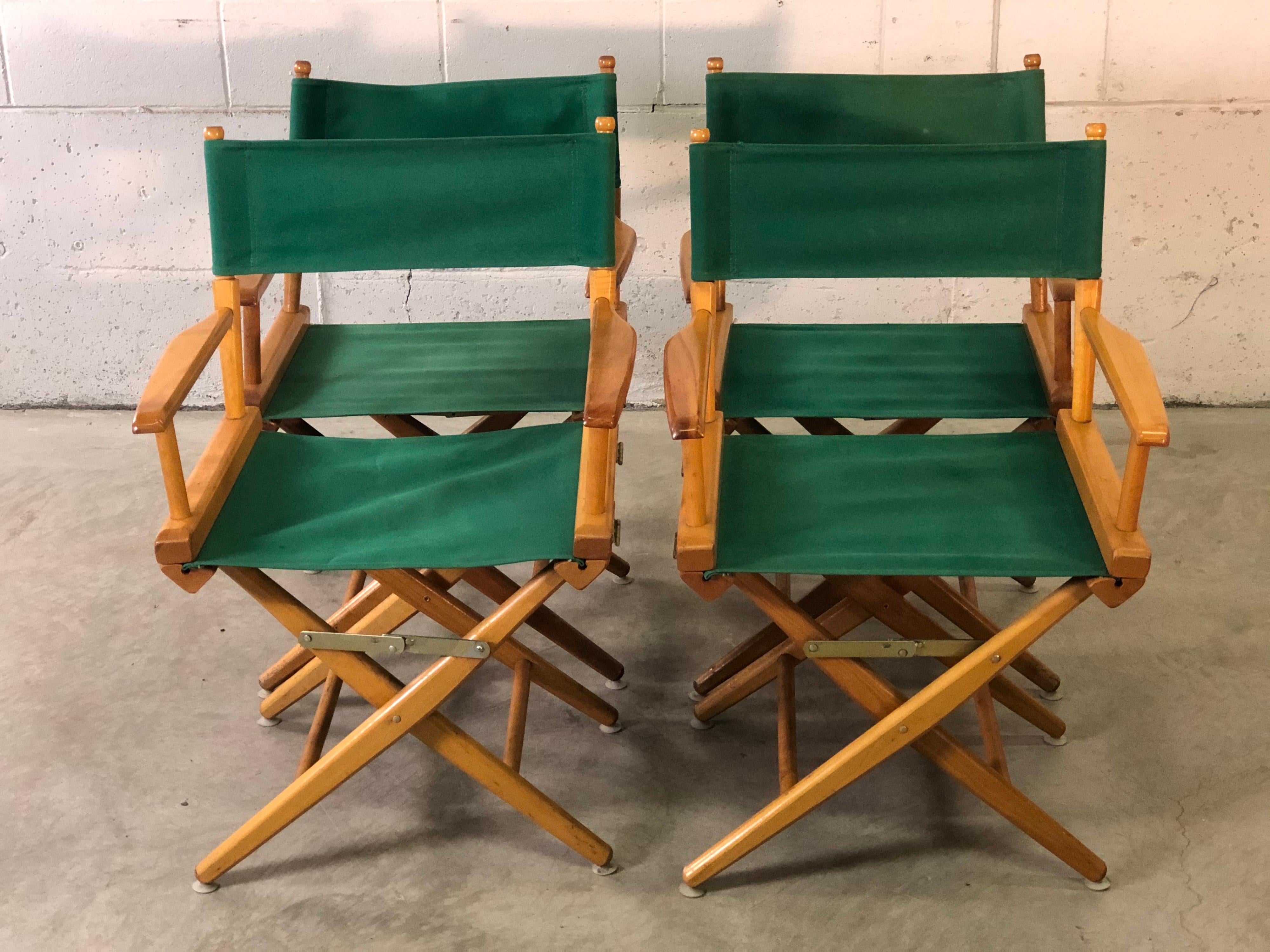 Mid-Century Modern Vintage Folding Director Chairs, Set of 4