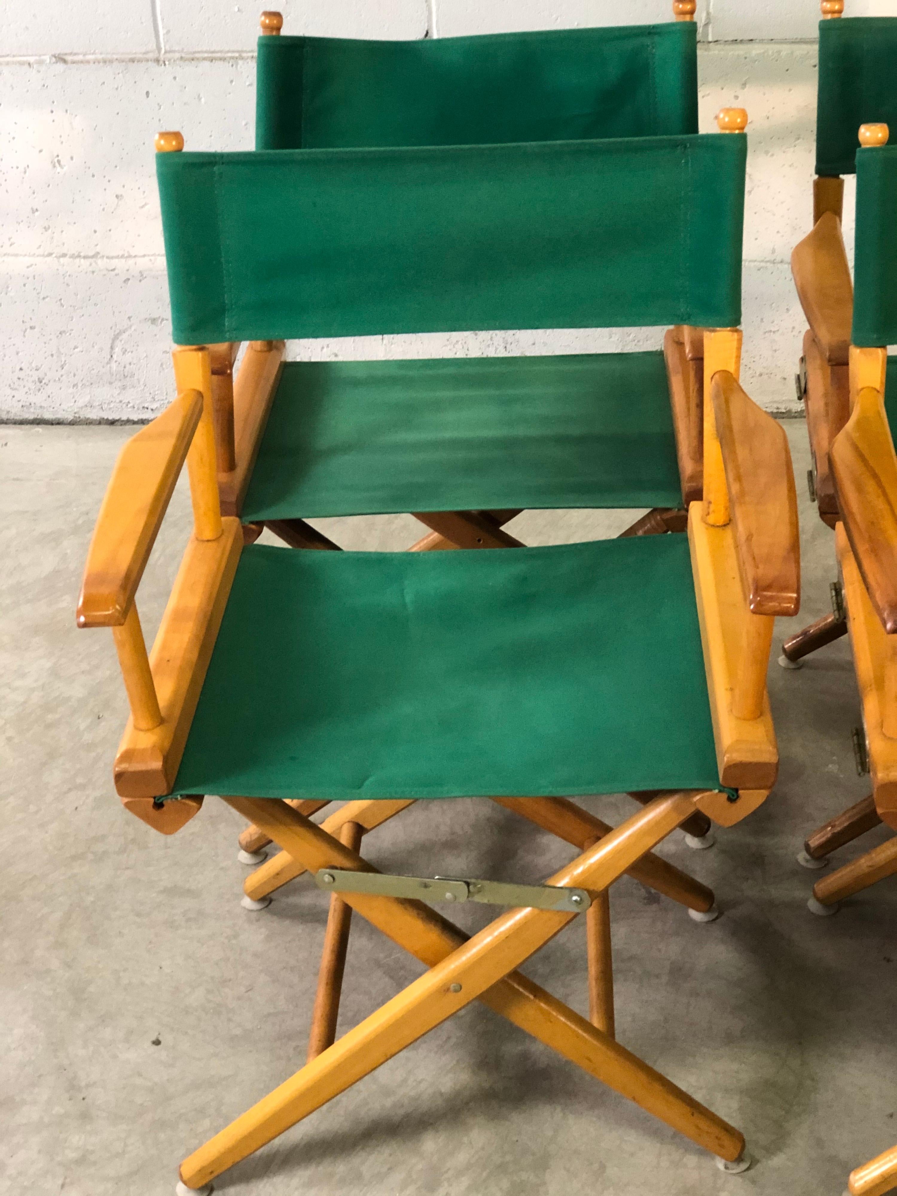 Vintage Folding Director Chairs, Set of 4 In Good Condition In Amherst, NH