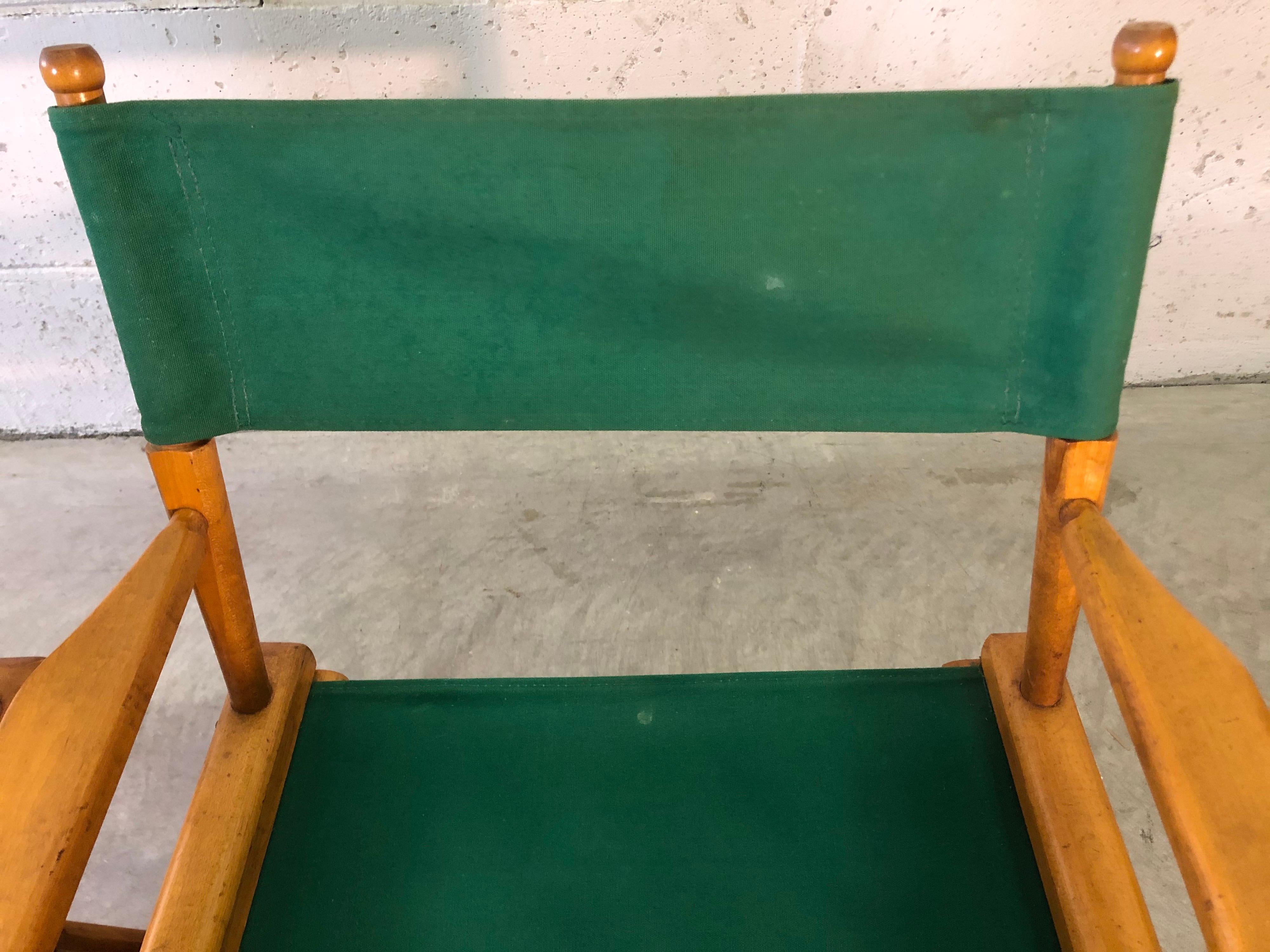 Wood Vintage Folding Director Chairs, Set of 4