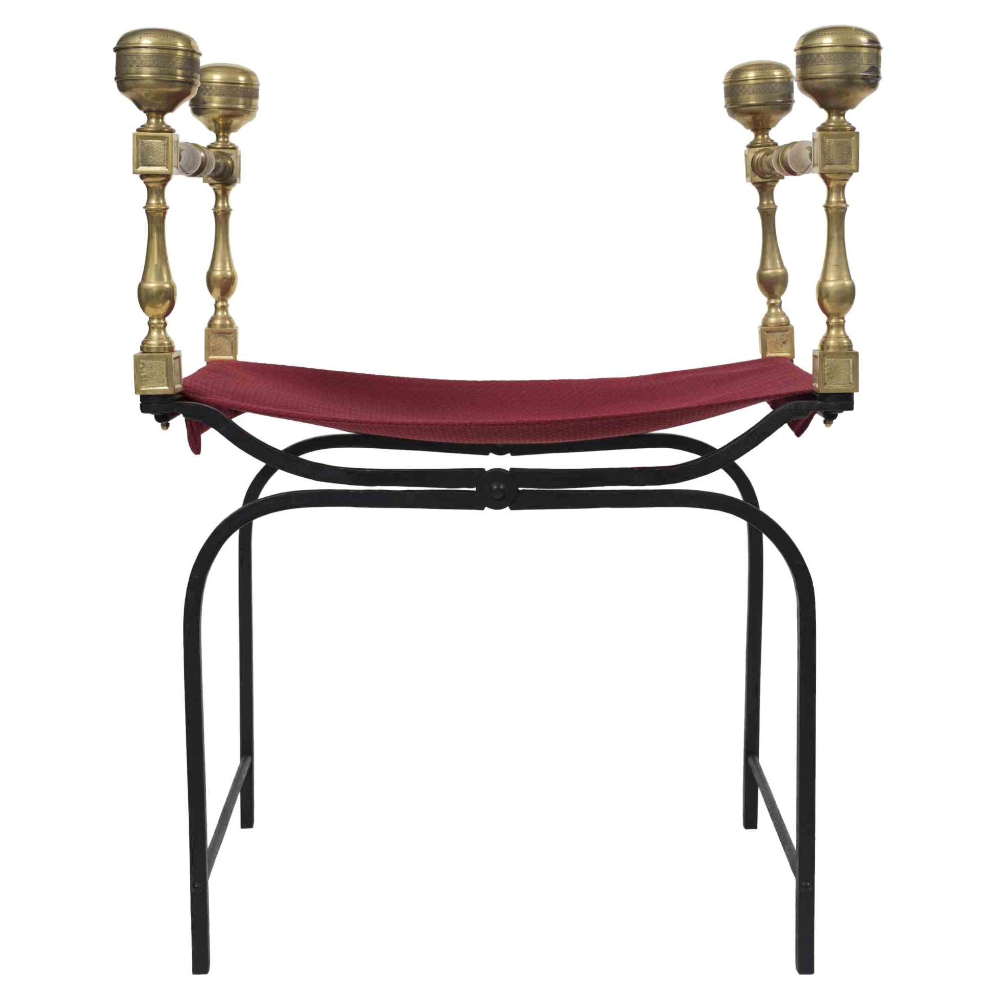 Silla plegable vintage Faldistorio, mediados del siglo XX