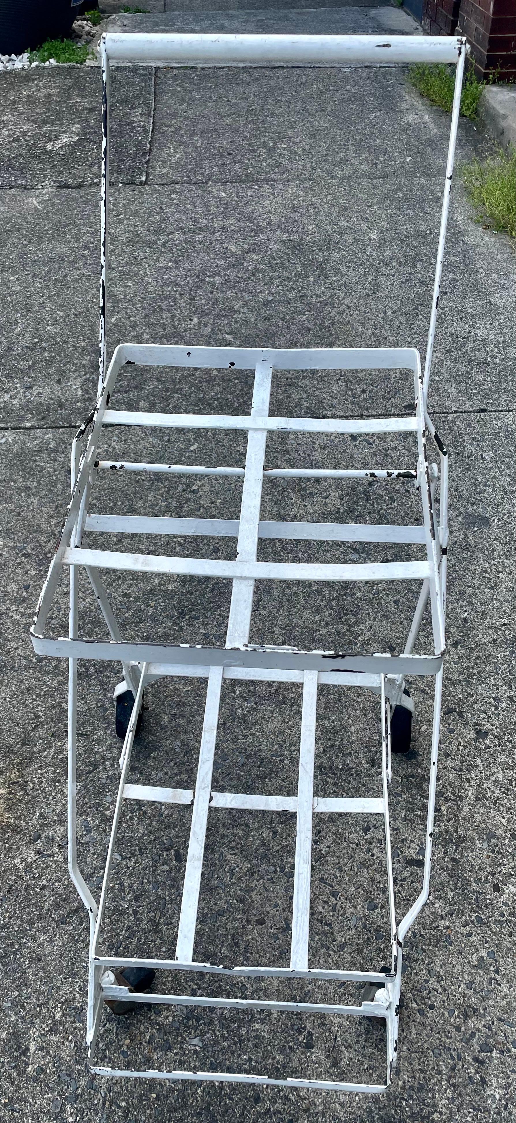 Mid-Century Modern Vintage Folding Grocery Shopping Cart Wrought Iron w/o Baskets For Sale