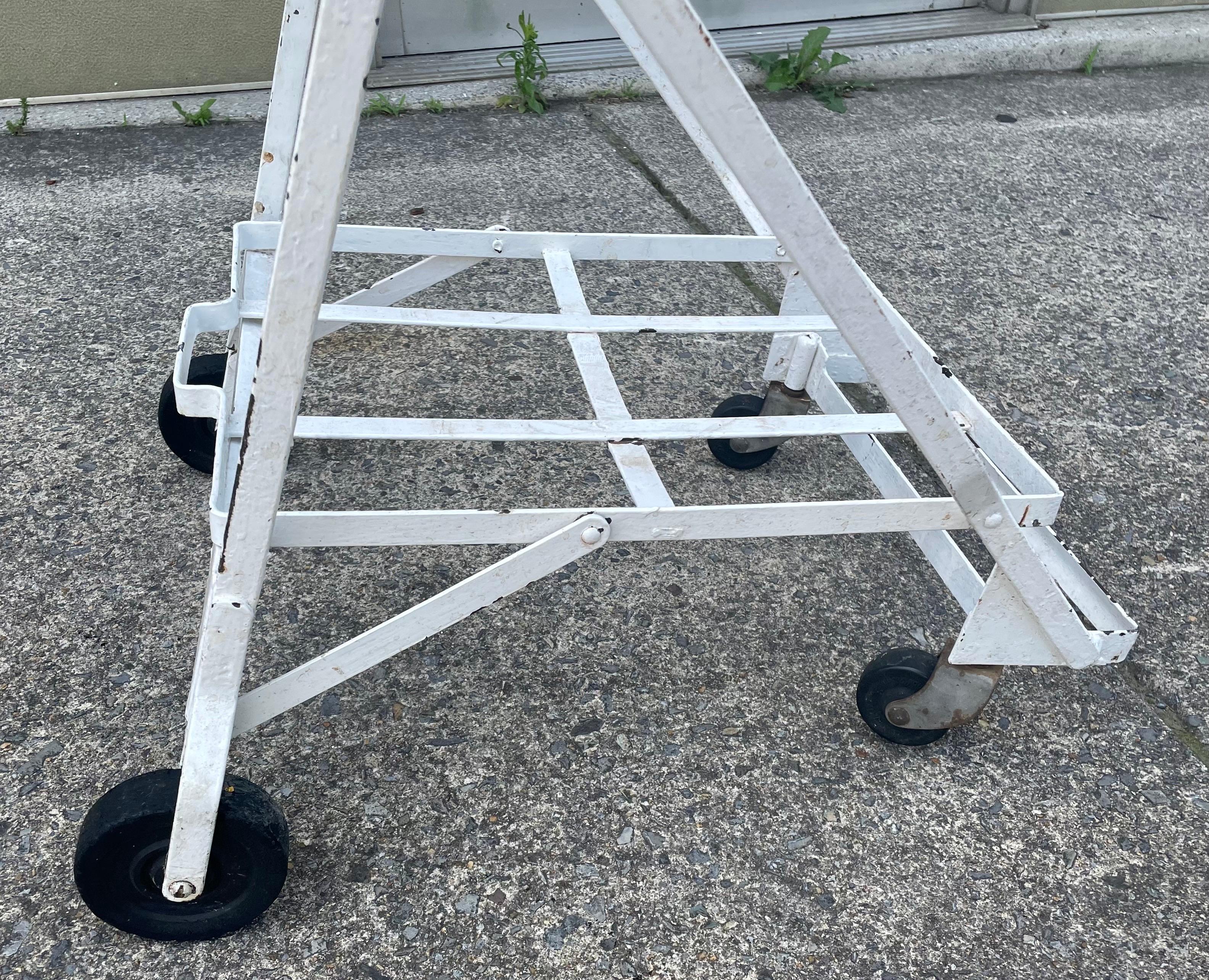 20th Century Vintage Folding Grocery Shopping Cart Wrought Iron w/o Baskets For Sale