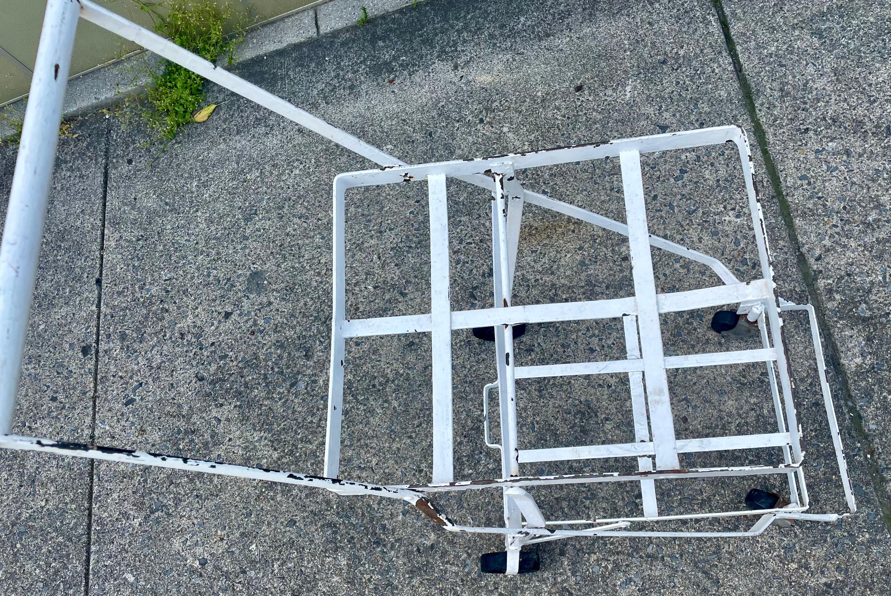 Vintage Folding Grocery Shopping Cart Wrought Iron w/o Baskets For Sale 2