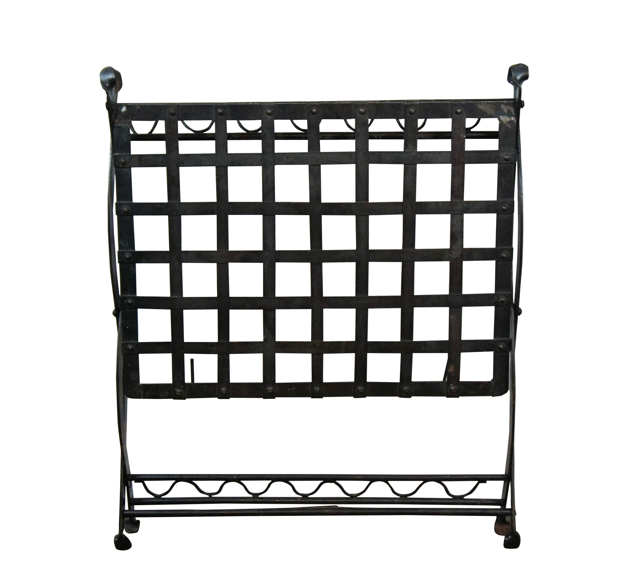 Vintage Folding Iron Luggage Rack Stool Stand Bench Side Table 25