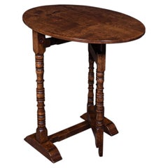 Vintage Folding Oval Occasional Table, English, Gate Leg, Side, Jacobean Revival