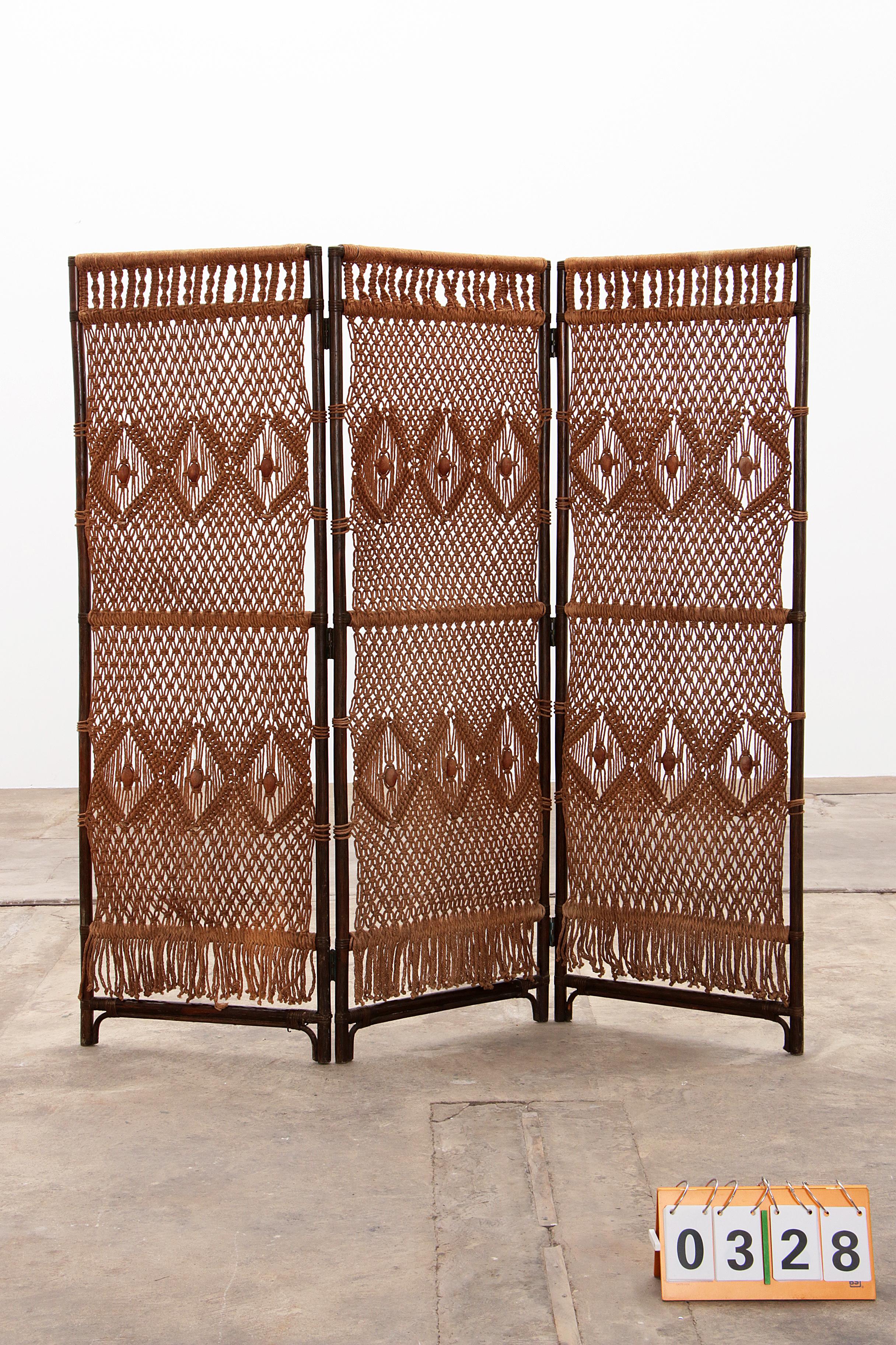 Vintage Folding Screen Made of Macramé, 1970 at 1stDibs