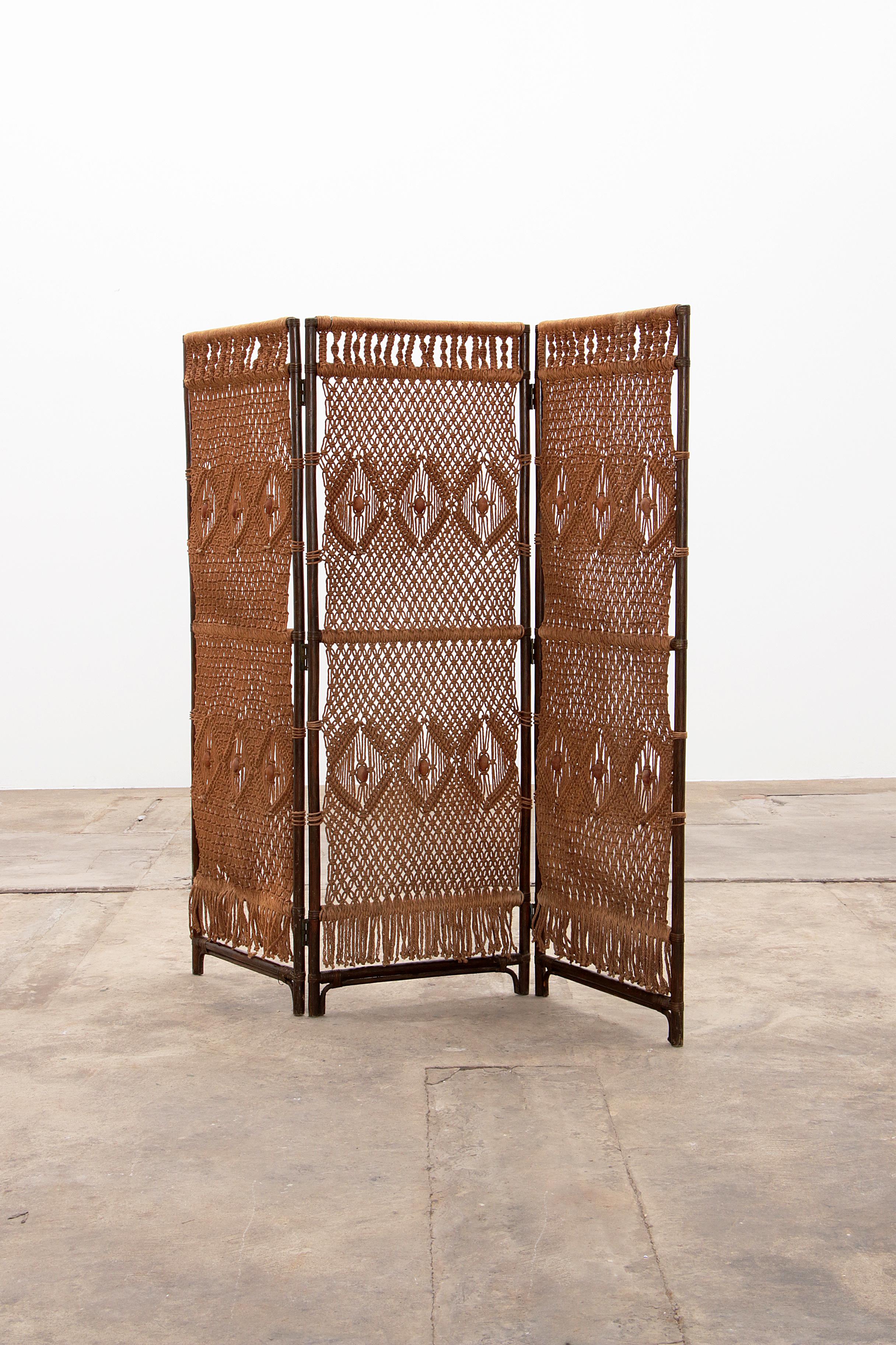 Vintage Folding Screen Made of Macramé, 1970 at 1stDibs
