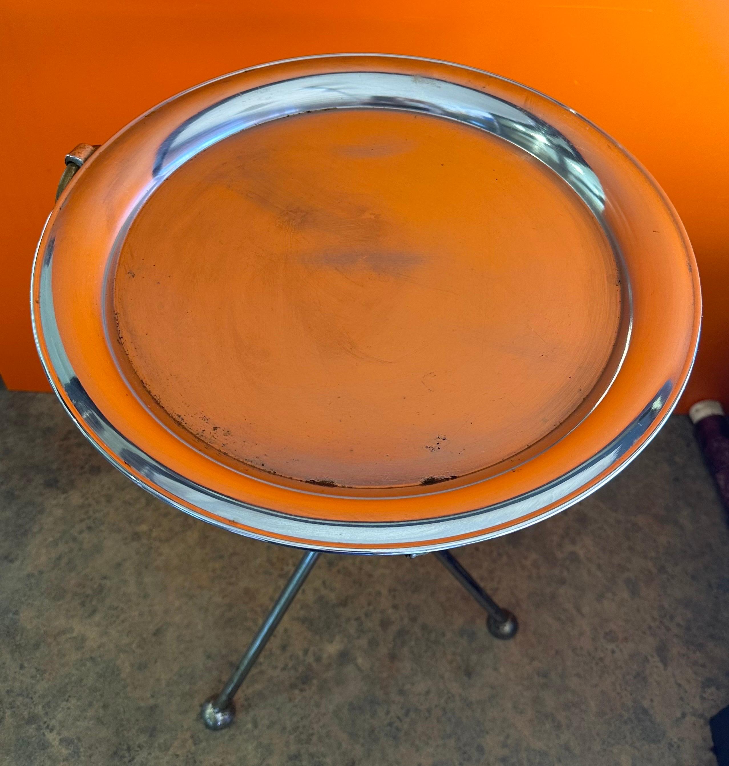 Vintage Folding Silver-Plated Tripod Tray Table by Pedro Domecq 3