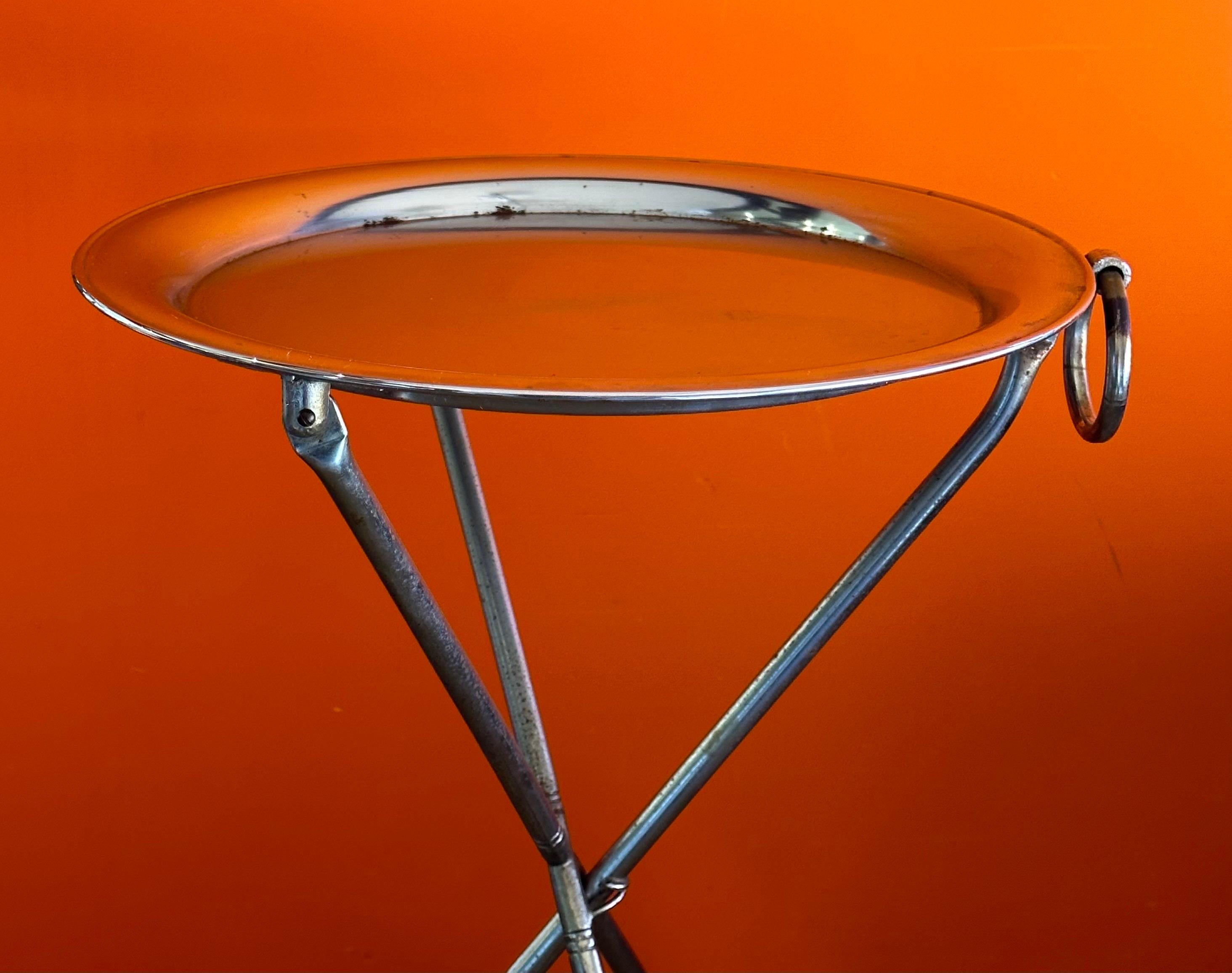 Vintage Folding Silver-Plated Tripod Tray Table by Pedro Domecq 4