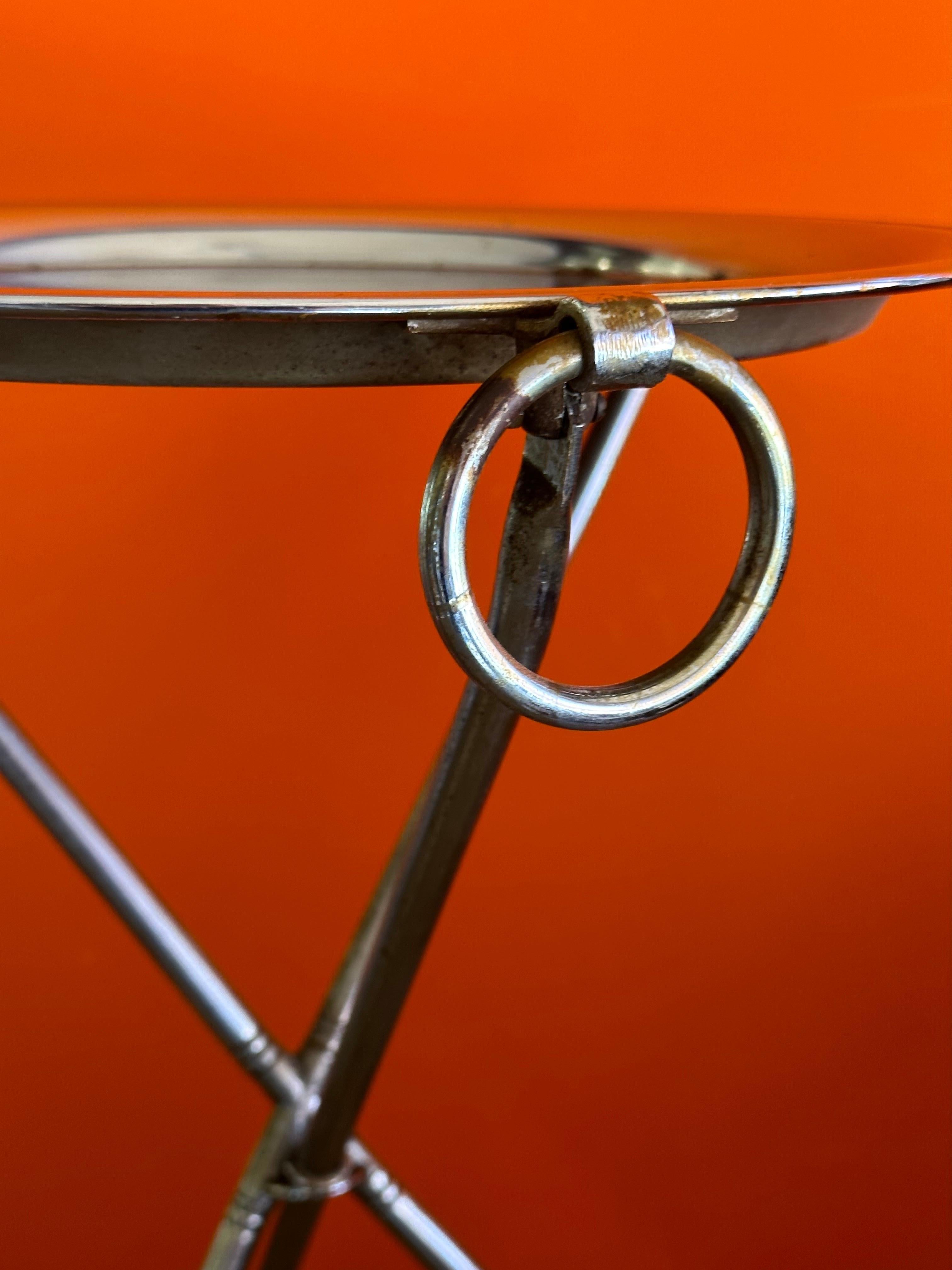 Vintage Folding Silver-Plated Tripod Tray Table by Pedro Domecq 5