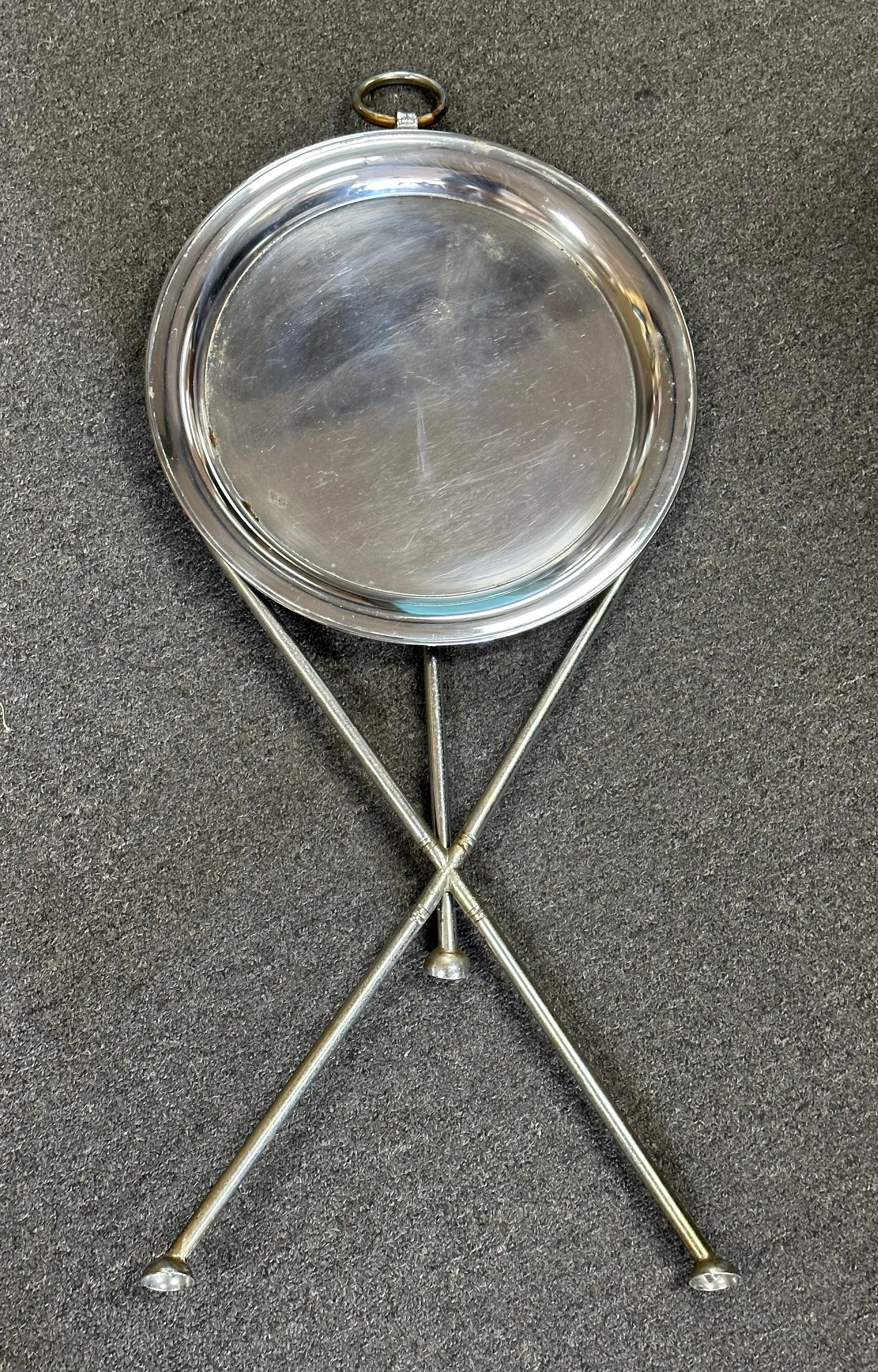 Vintage Folding Silver-Plated Tripod Tray Table by Pedro Domecq 7