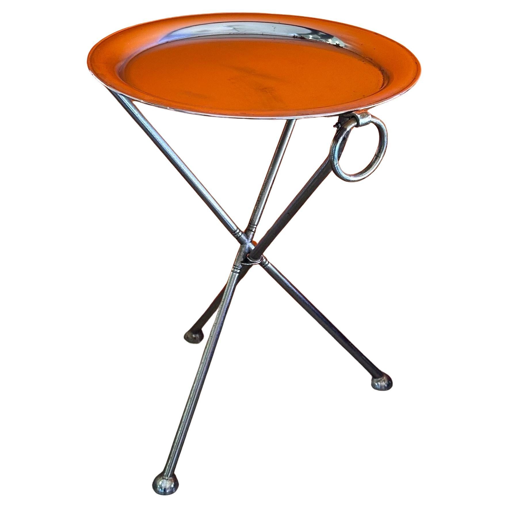 Vintage Folding Silver-Plated Tripod Tray Table by Pedro Domecq 8