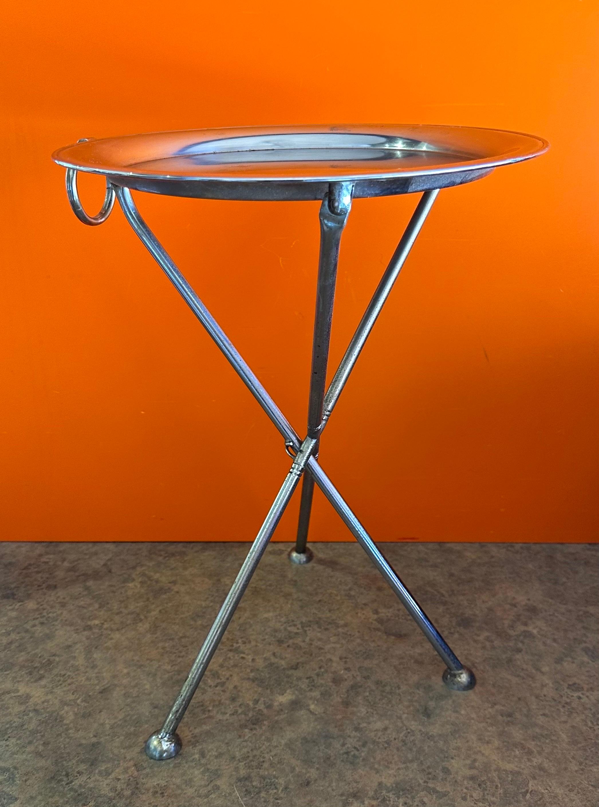 20th Century Vintage Folding Silver-Plated Tripod Tray Table by Pedro Domecq
