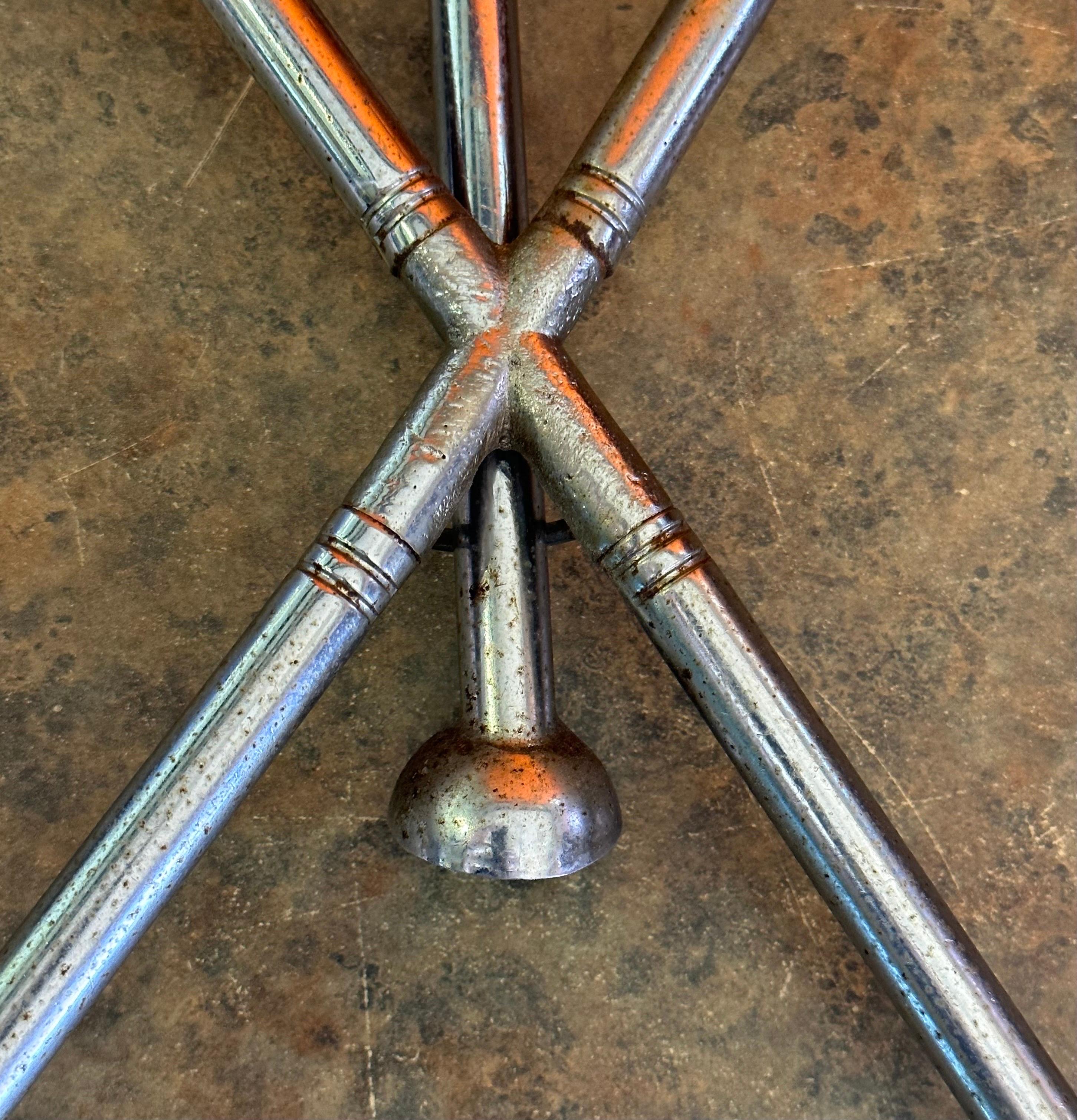 Vintage Folding Silver-Plated Tripod Tray Table by Pedro Domecq 1