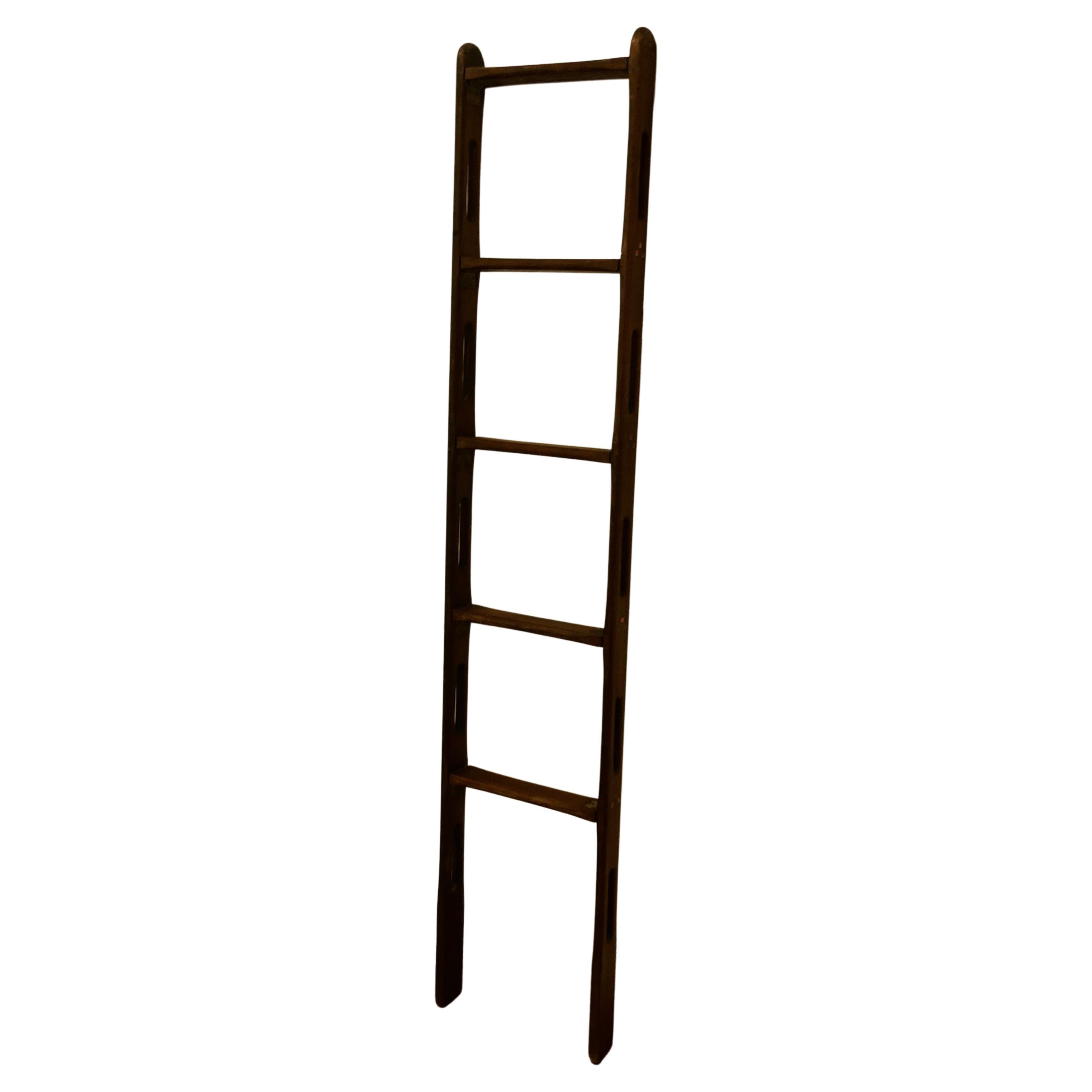 Vintage Folding Teak and Brass Yacht Ladder  A superb stowable piece  For Sale