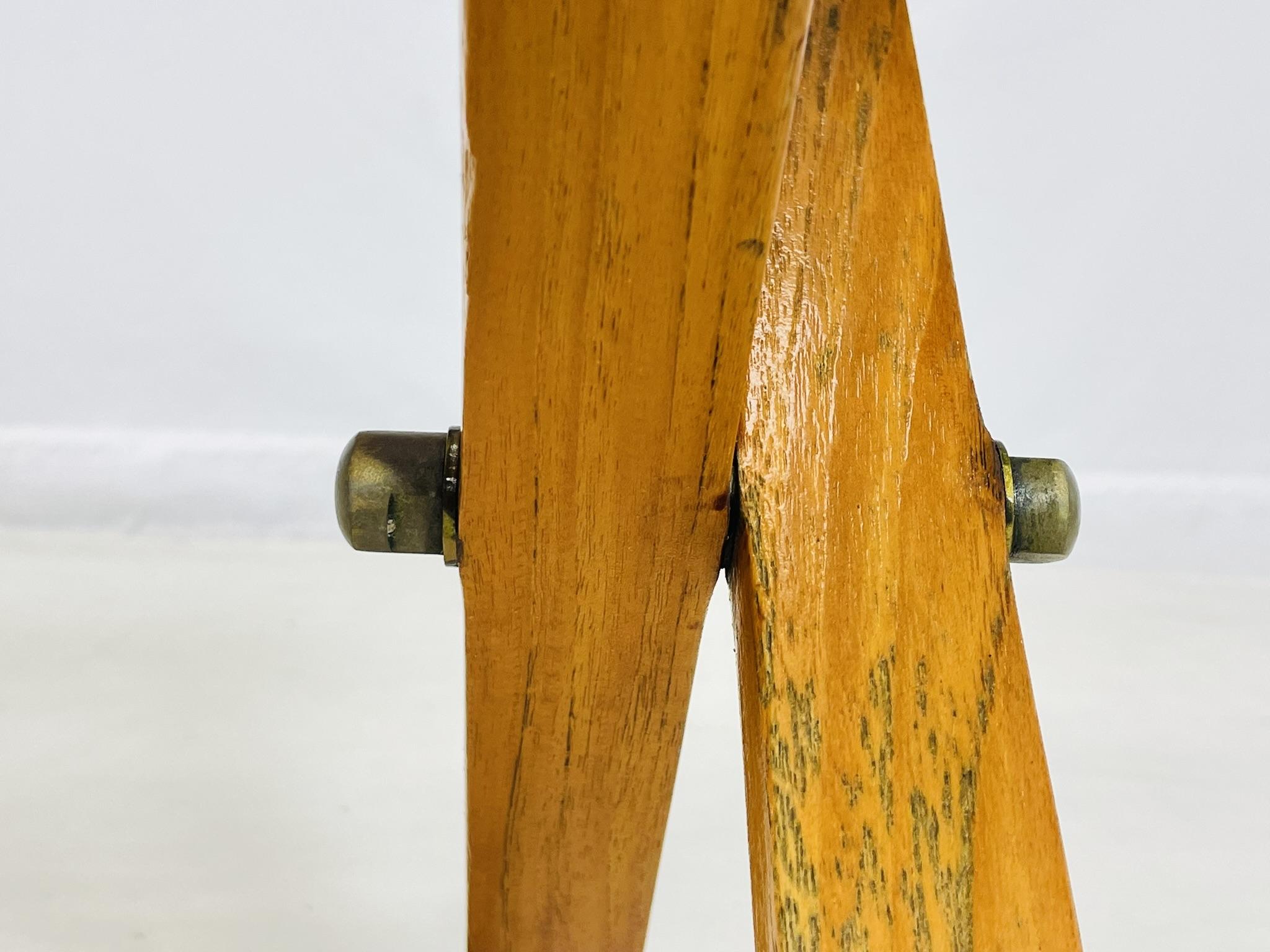 Vintage Folding Teak Slatted Stool by Summit Furniture, Outdoor or Indoor Seat For Sale 9