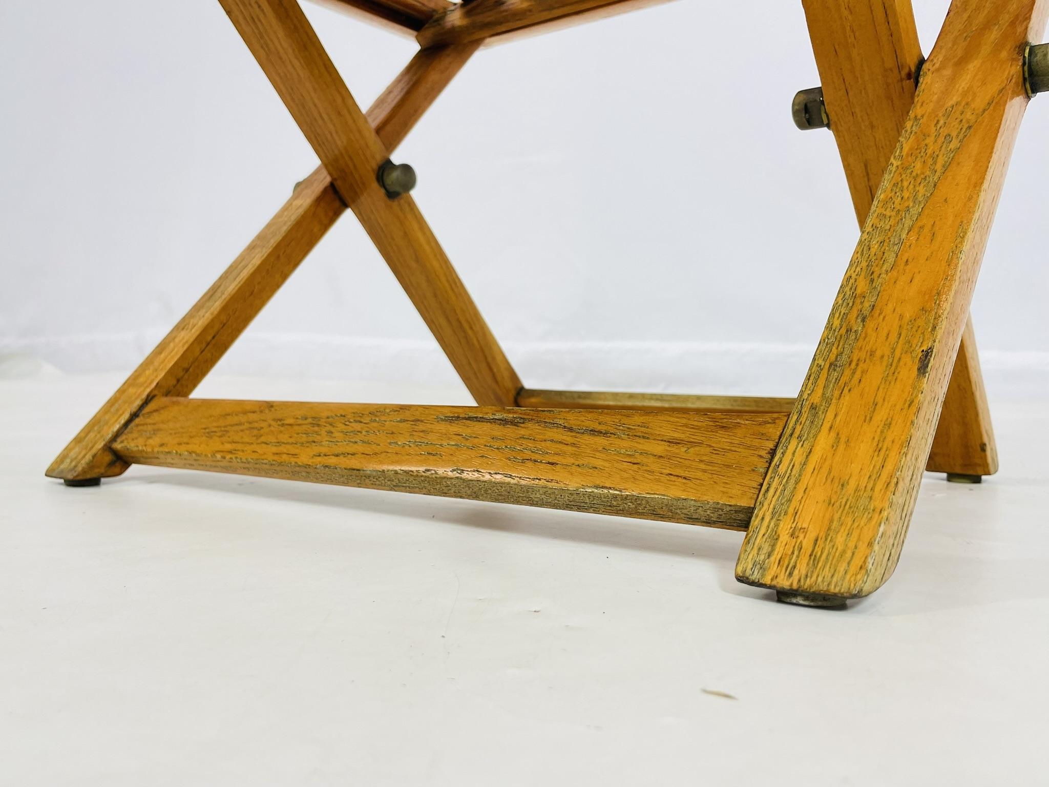 Vintage Folding Teak Slatted Stool by Summit Furniture, Outdoor or Indoor Seat For Sale 10