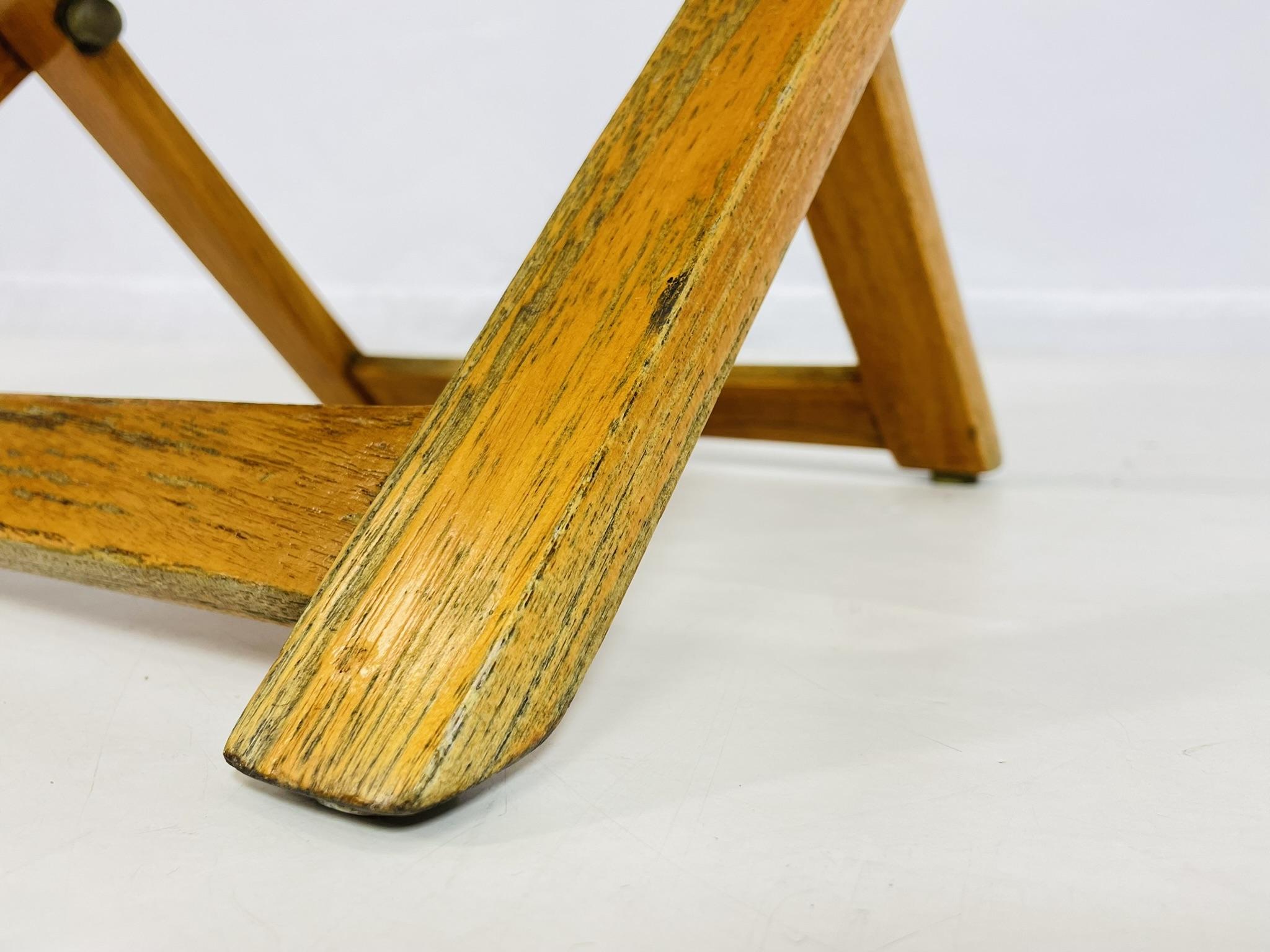 Vintage Folding Teak Slatted Stool by Summit Furniture, Outdoor or Indoor Seat For Sale 11