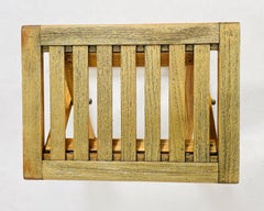 Vintage Folding Teak Slatted Stool by Summit Furniture, Outdoor or Indoor Seat