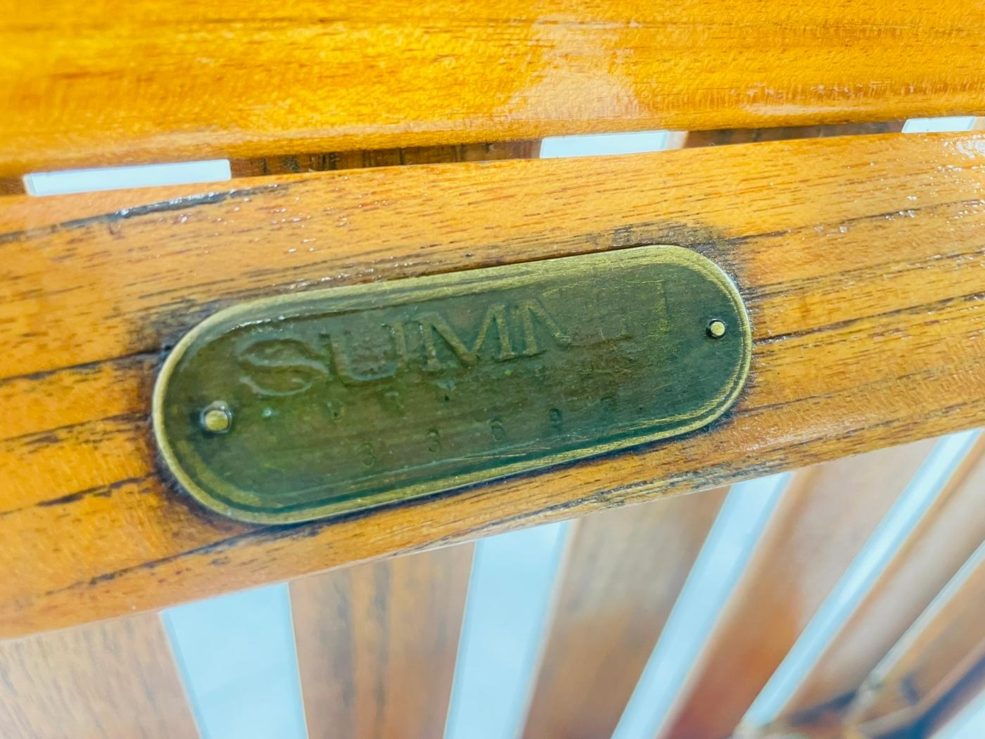 Late 20th Century Vintage Folding Teak Slatted Stool by Summit Furniture, Outdoor or Indoor Seat For Sale