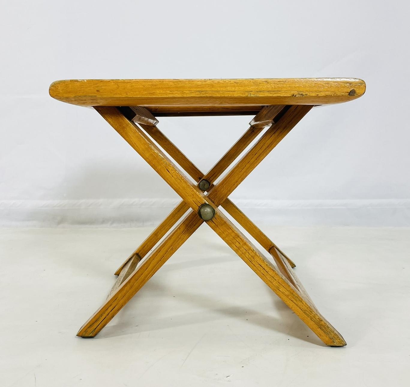 Vintage Folding Teak Slatted Stool by Summit Furniture, Outdoor or Indoor Seat For Sale 3