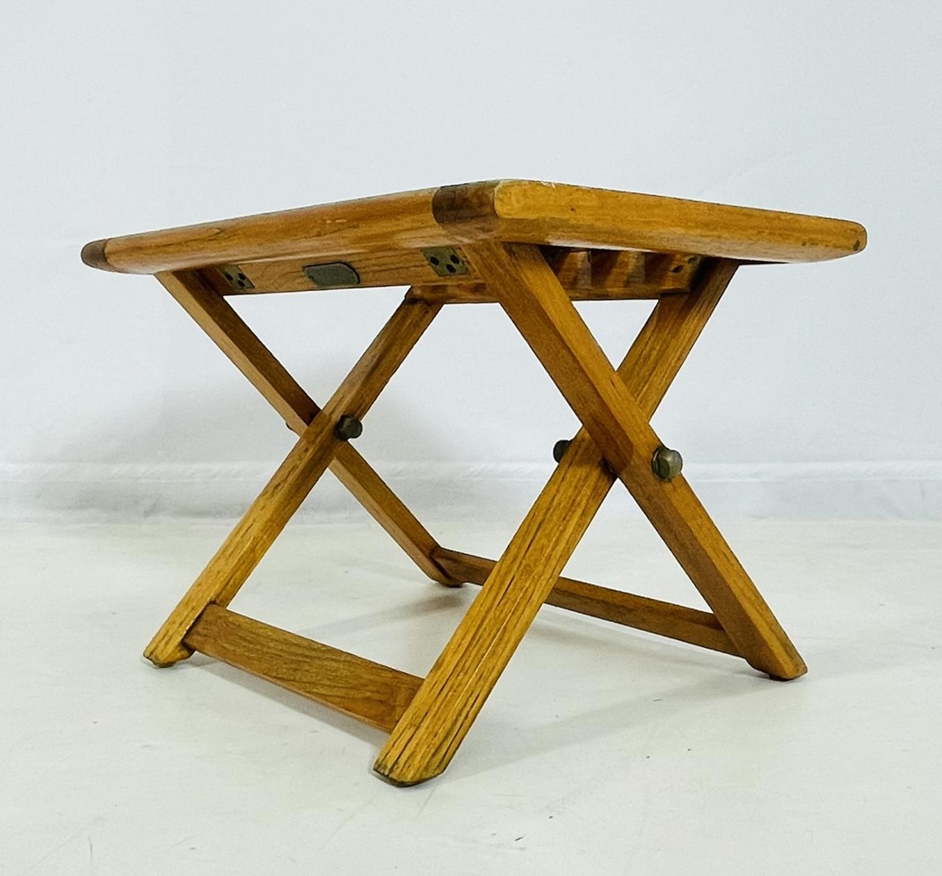 Vintage Folding Teak Slatted Stool by Summit Furniture, Outdoor or Indoor Seat For Sale 4