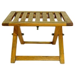 Vintage Folding Teak Slatted Stool by Summit Furniture, Outdoor or Indoor Seat