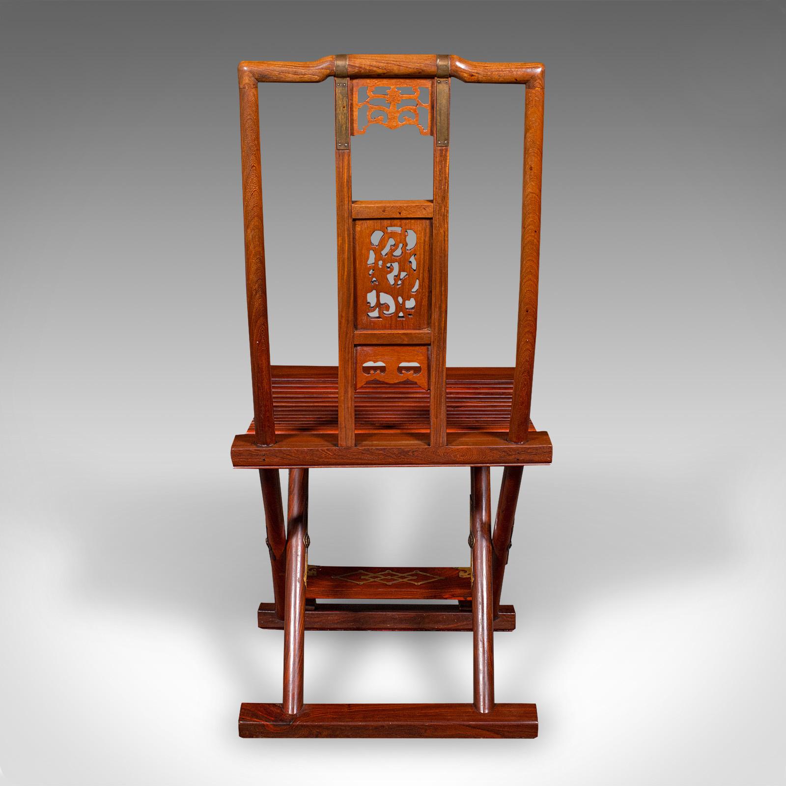 Klappbarer Veranda-Stuhl, orientalischer, Kampagnen-Sitz aus Teakholz, Art déco, um 1930 (Chinesisch) im Angebot
