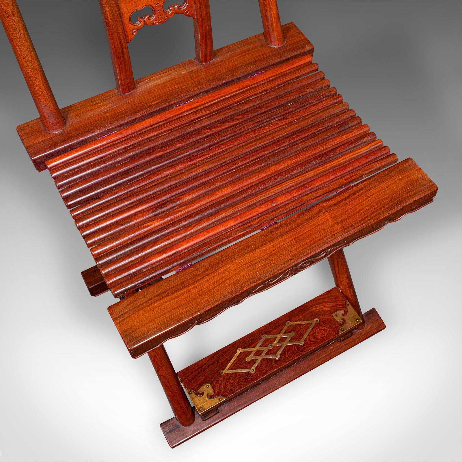 Klappbarer Veranda-Stuhl, orientalischer, Kampagnen-Sitz aus Teakholz, Art déco, um 1930 im Angebot 2