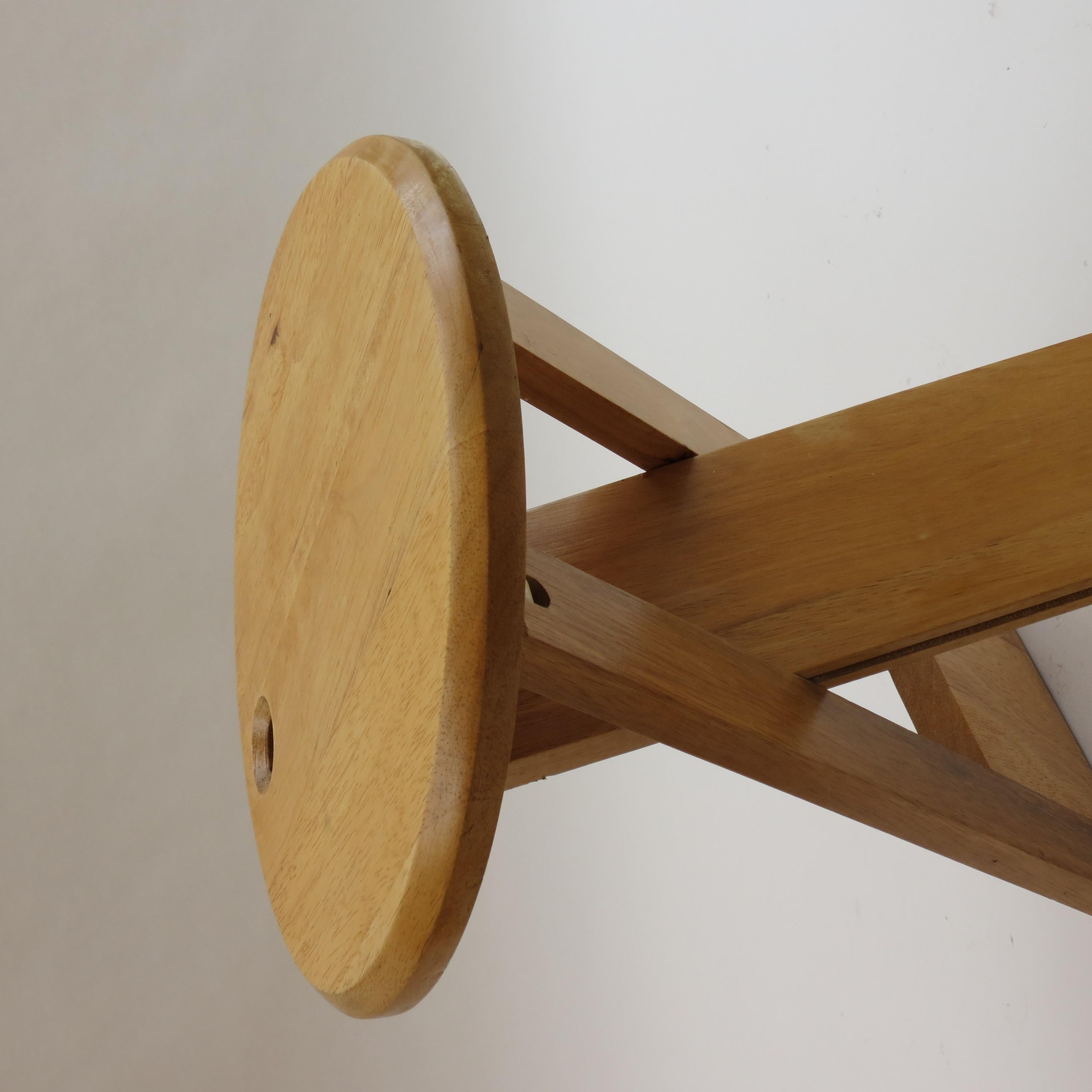 Machine-Made Vintage Folding Wooden Stool and Table in the Style of Suzy Stool by Adrian Reed