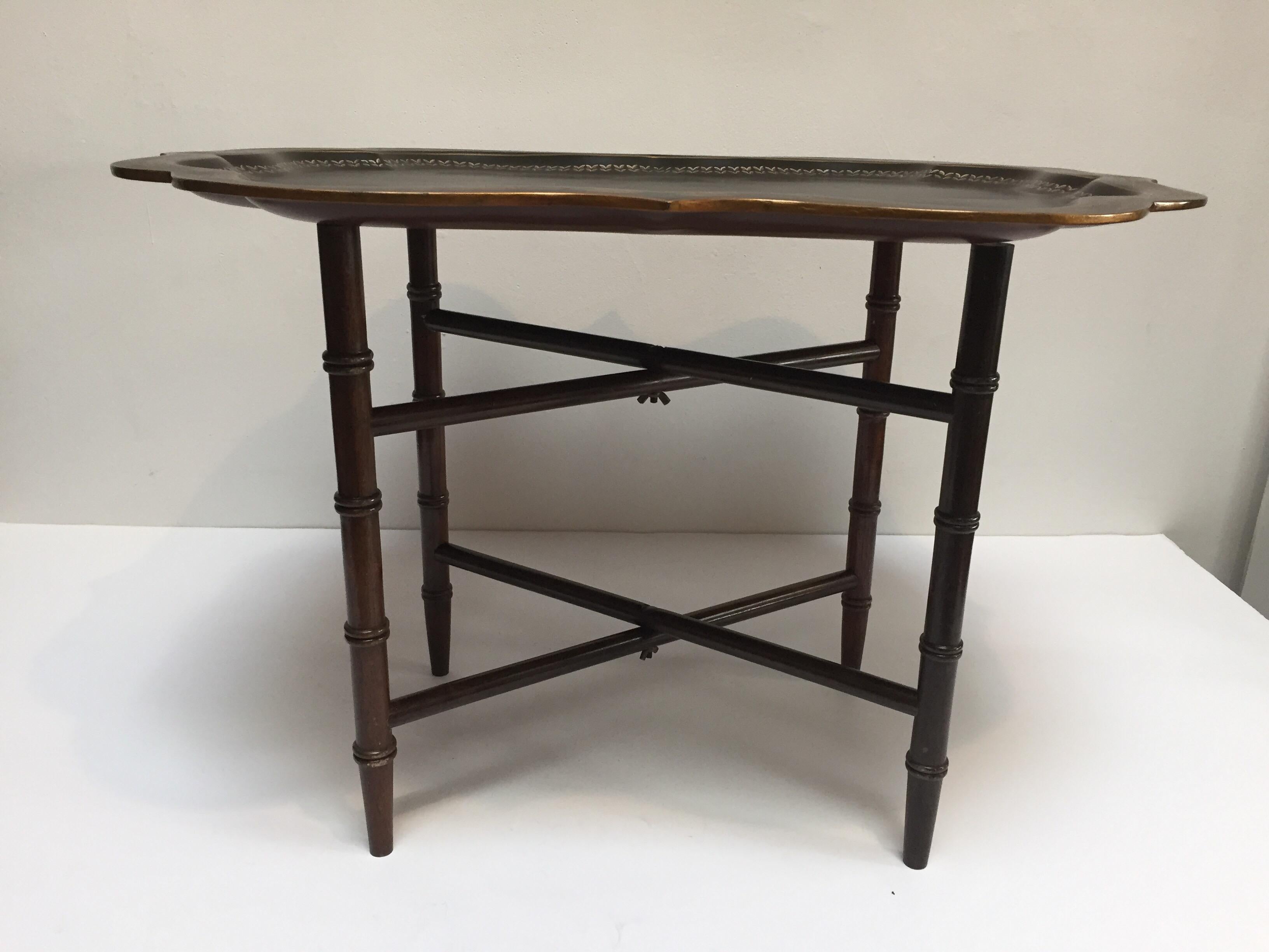 20th Century Vintage Folding Wooden Tray Table Stand