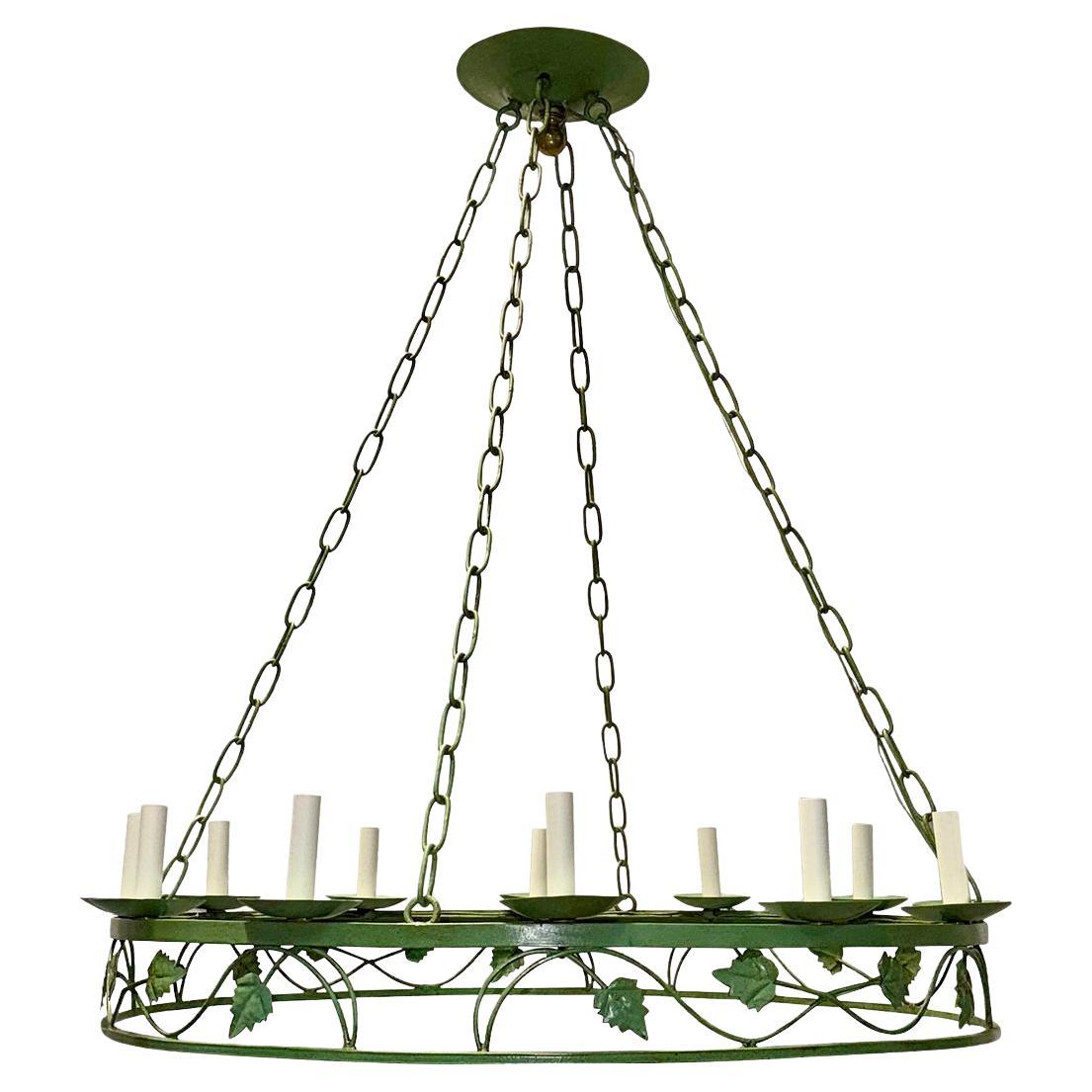 Lustre en fer à motif de feuillage