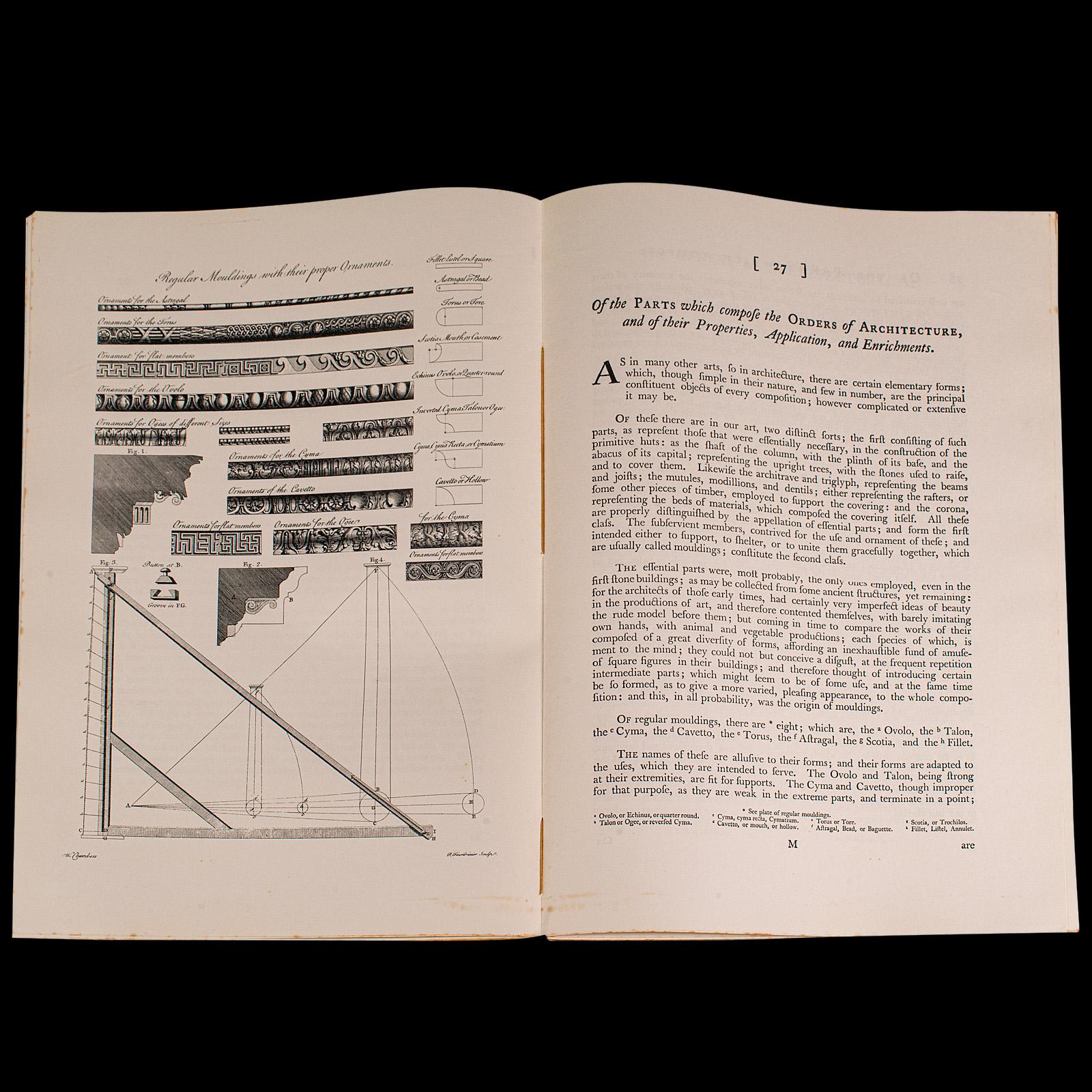 Britannique Vintage Folio, Architecture civile, Anglais, Sir William Chambers, Reproduction en vente