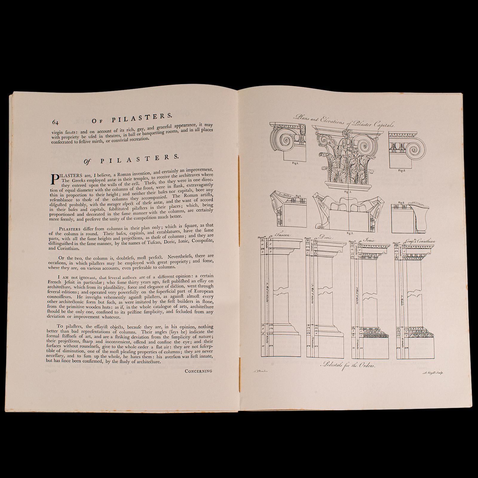 Vintage Folio, Architecture civile, Anglais, Sir William Chambers, Reproduction en vente 1