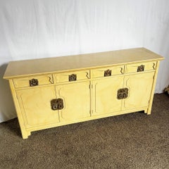 Vintage Folio Faux Goat Skin Lacquered Credenza by Henredon