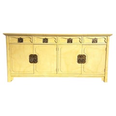 Vintage Folio Faux Goat Skin Lacquered Credenza by Henredon