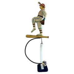 Vintage Folk Art Balancing Baseball Player Kinetic Sculpture